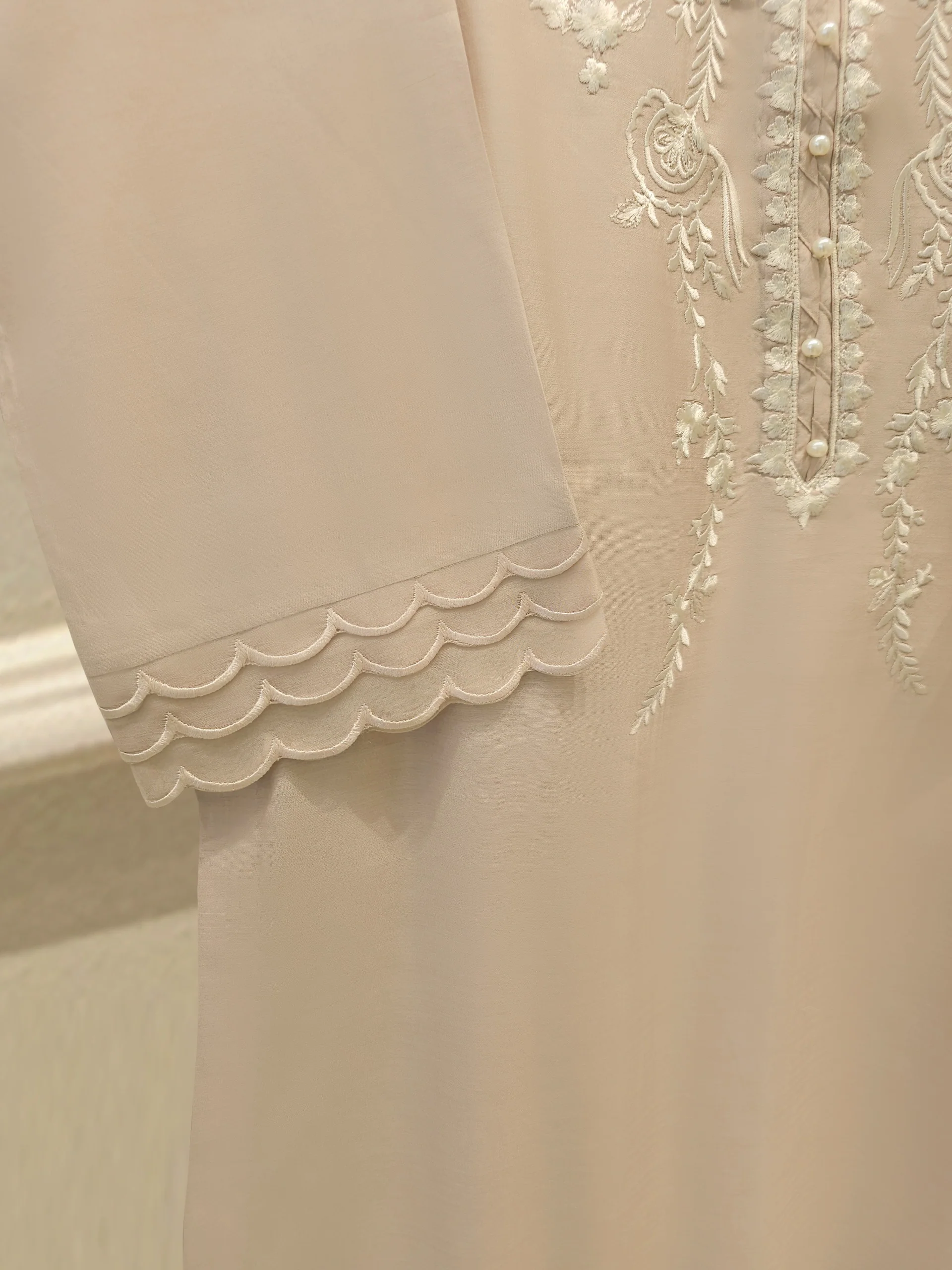 3 Piece - Pure Khaddi Silk Embroidered Suit S114283 - Image 3