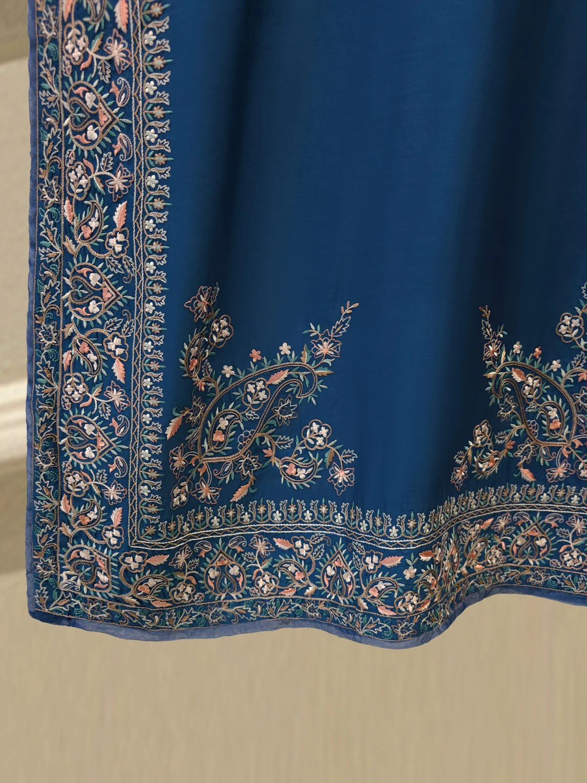 3 Piece- Pure Khadi Silk Embroidered Suit S113495 - Image 4