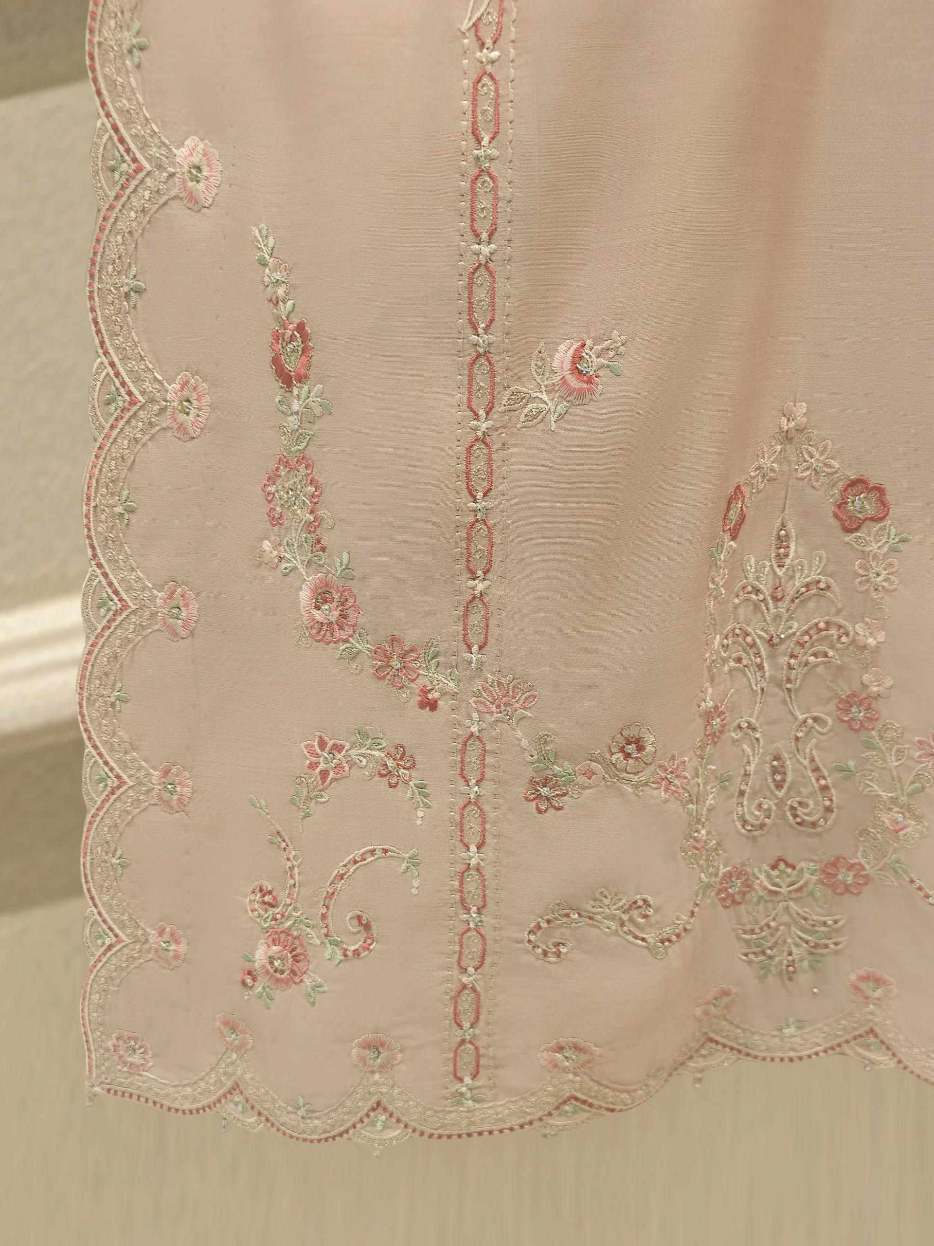 3 Piece- Pure Khadi Silk Embroidered Suit S113657 - Image 4