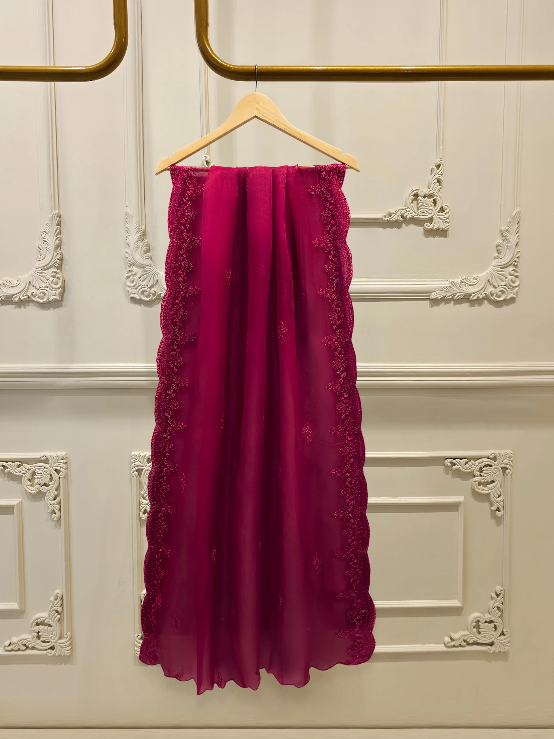 3 Piece- Pure Khadi Silk Embroidered Suit S113723 - Image 6