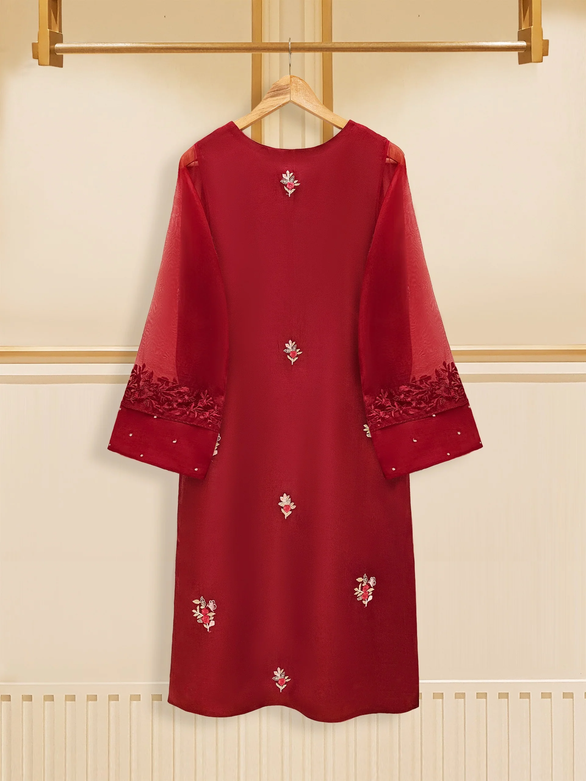 3 Piece - Pure Organza Embroidered Suit S109172 - Image 6