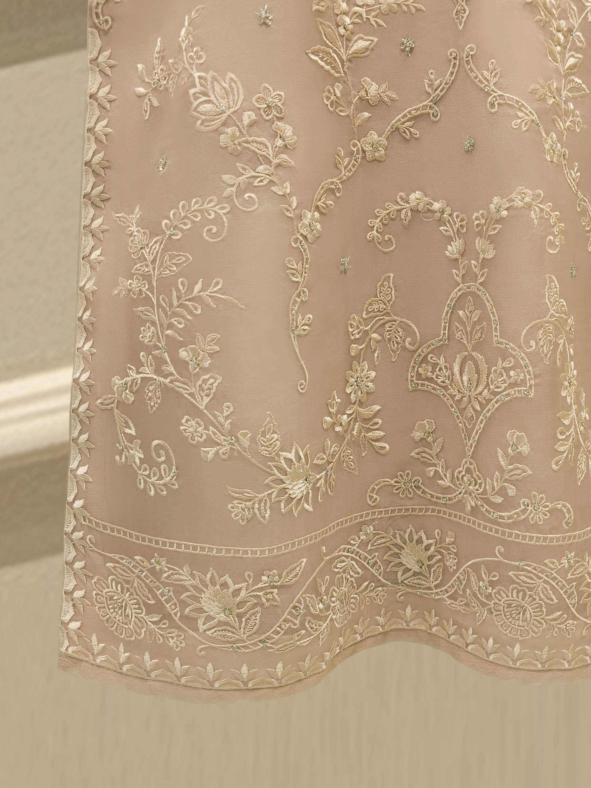 2 Piece - Pure Organza Embroidered Suit S112752 - Image 4
