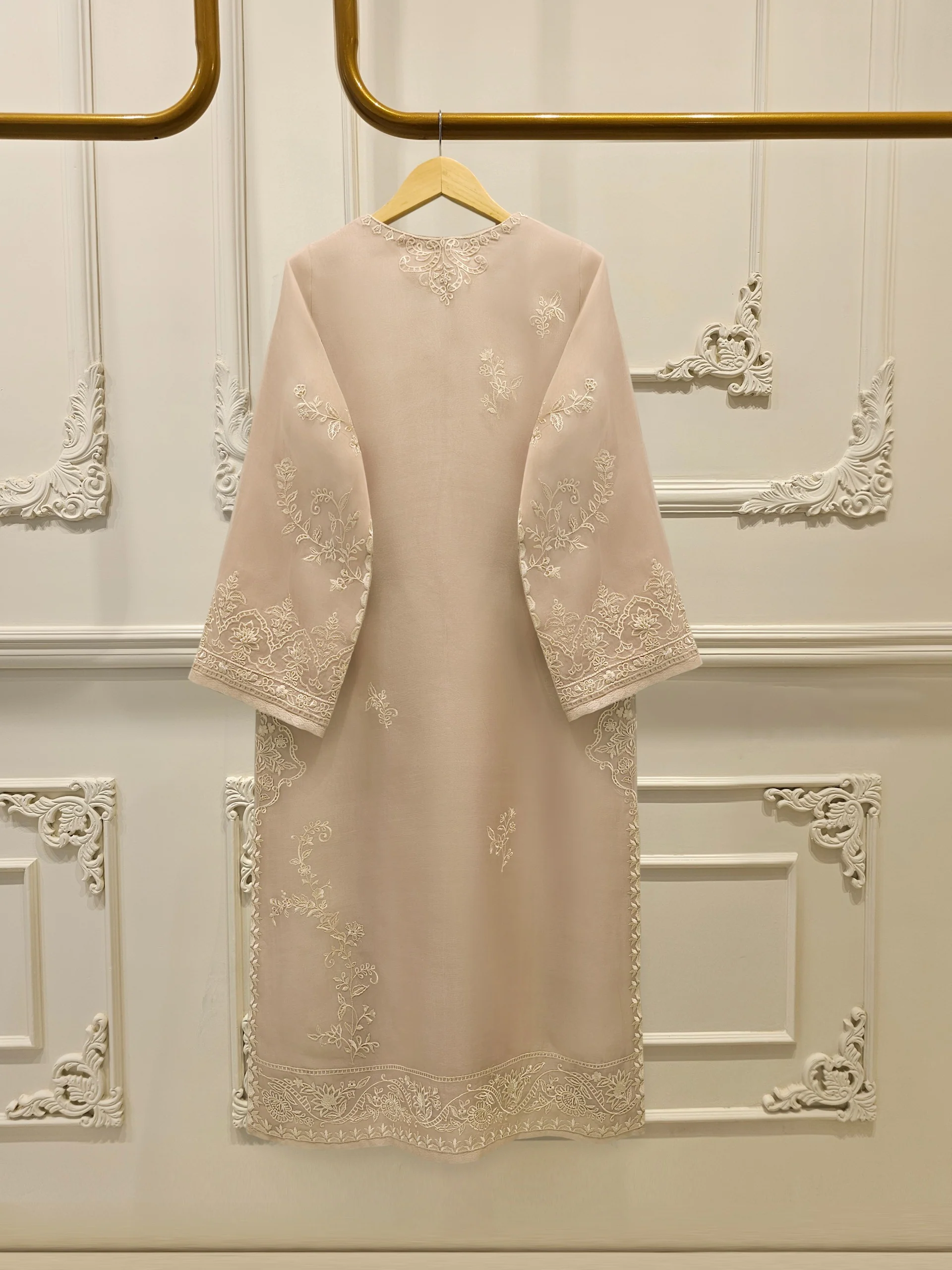 2 Piece - Pure Organza Embroidered Suit S112752 - Image 5