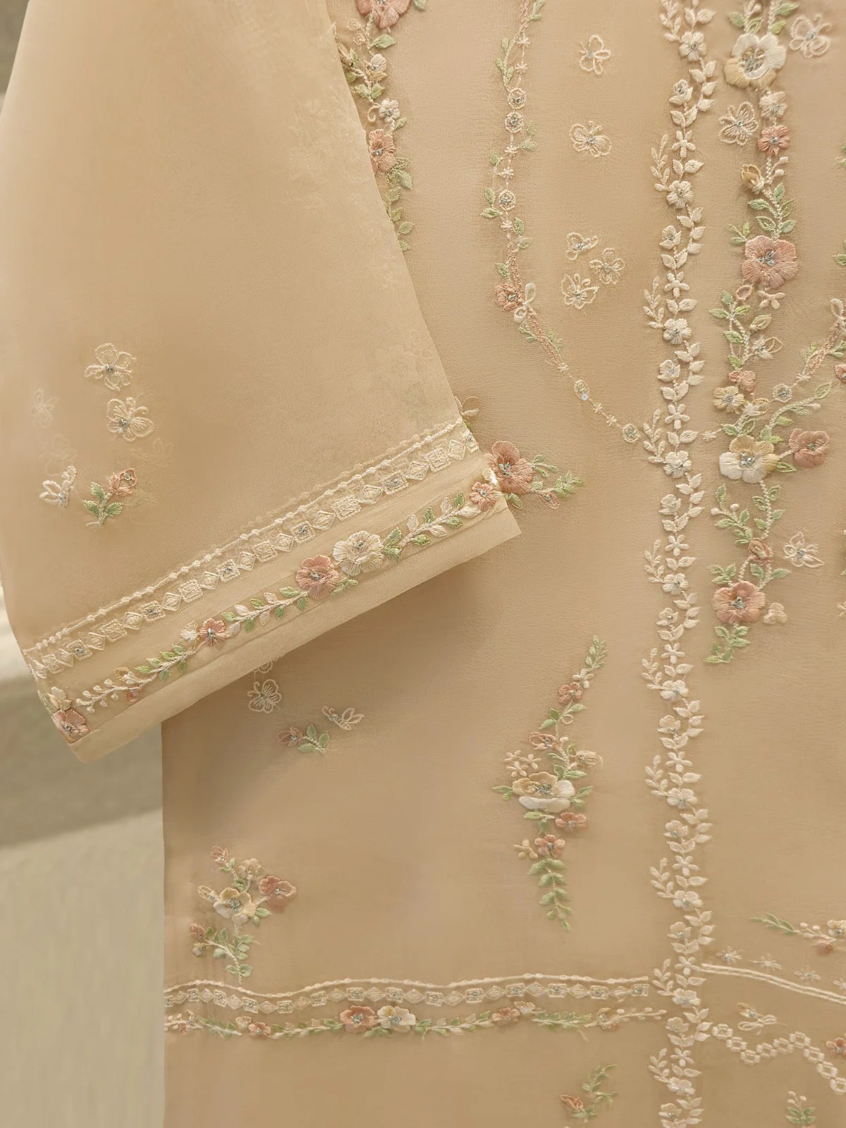 3 Piece - Pure Organza Embroidered Suit S113112 - Image 3