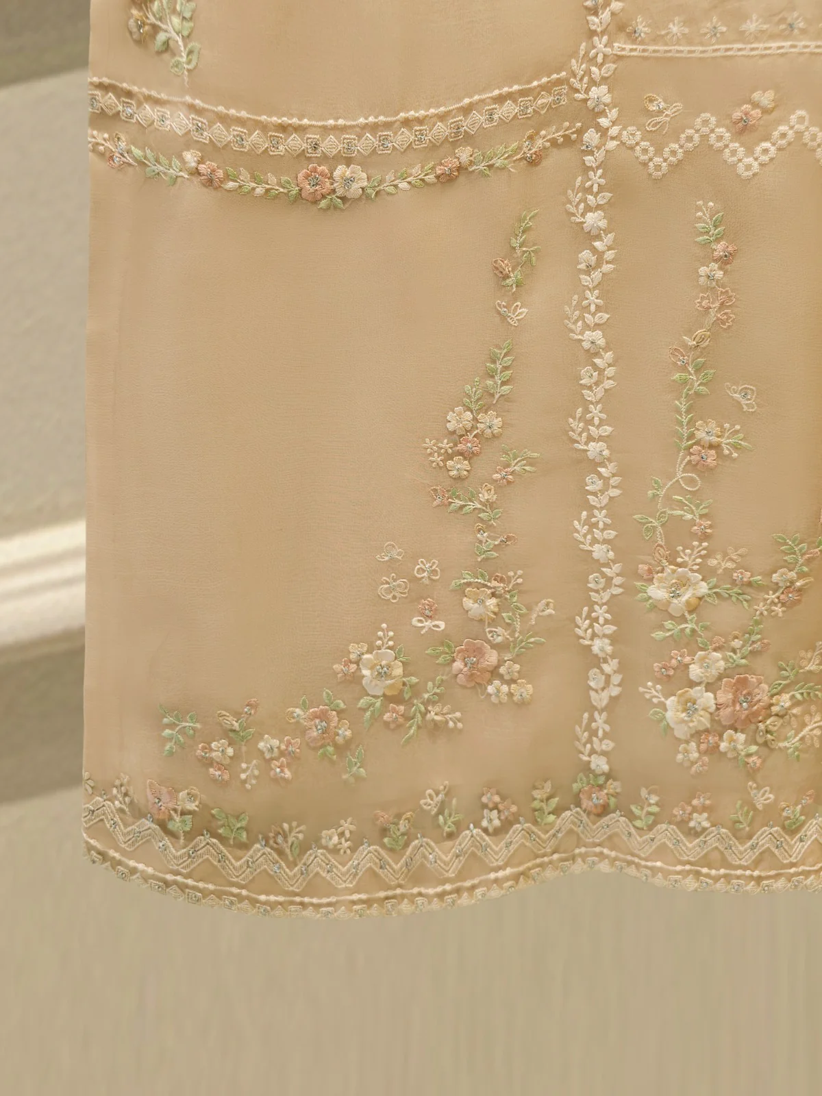 3 Piece - Pure Organza Embroidered Suit S113112 - Image 4