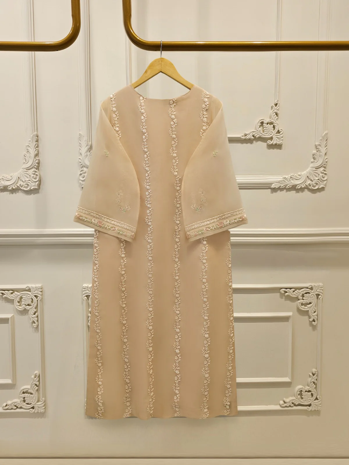 3 Piece - Pure Organza Embroidered Suit S113112 - Image 5