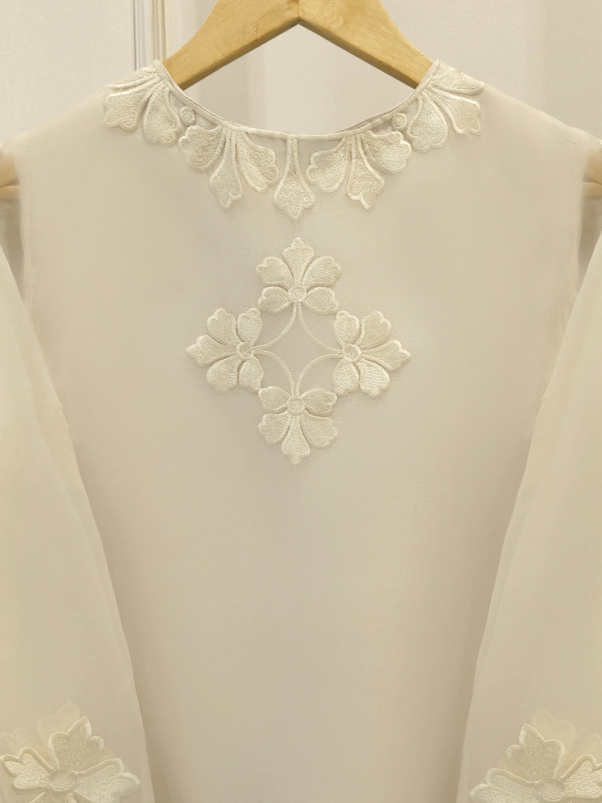 3 Piece - Pure Organza Embroidered Suit S113571 - Image 6