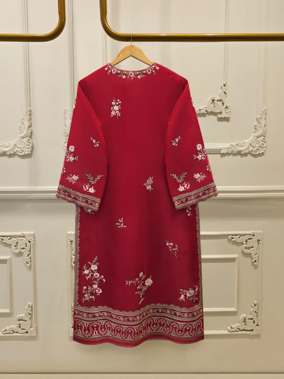 3 Piece - Pure Organza Embroidered Suit S114192 - Image 5