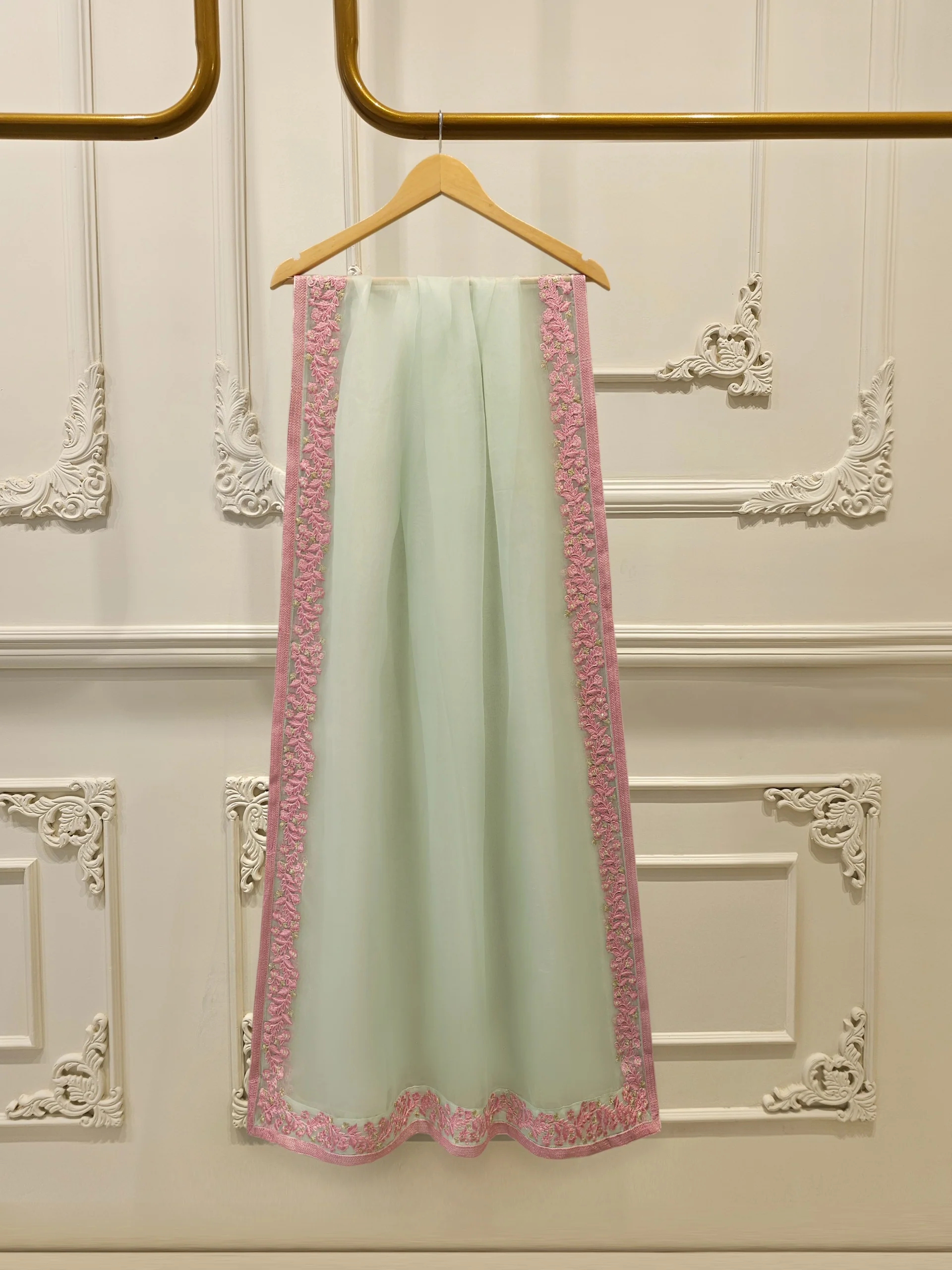 3 Piece - Pure Organza Embroidered Suit S114205 - Image 5