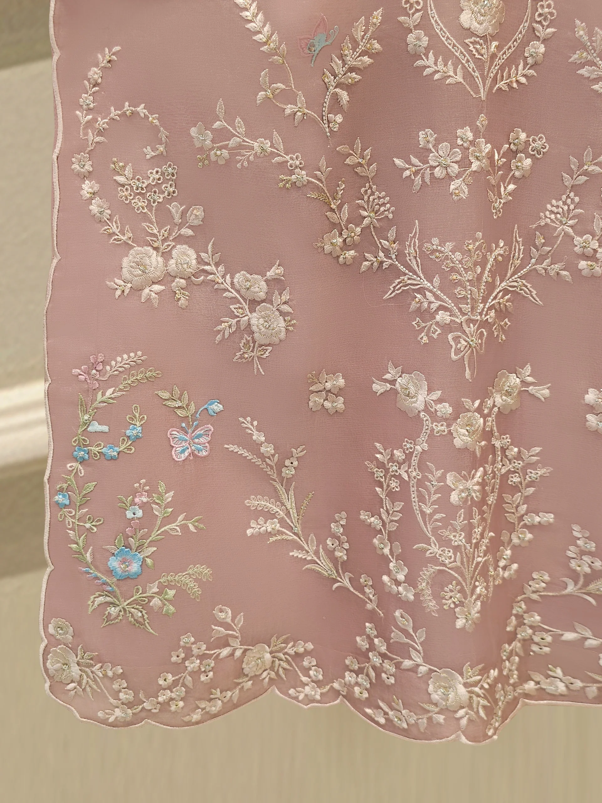 3 Piece - Pure Organza Embroidered Suit S114272 - Image 4