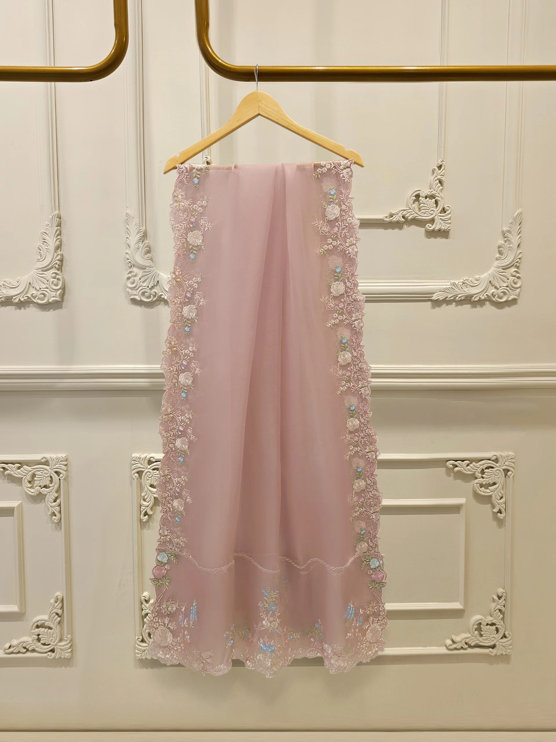 3 Piece - Pure Organza Embroidered Suit S114272 - Image 7
