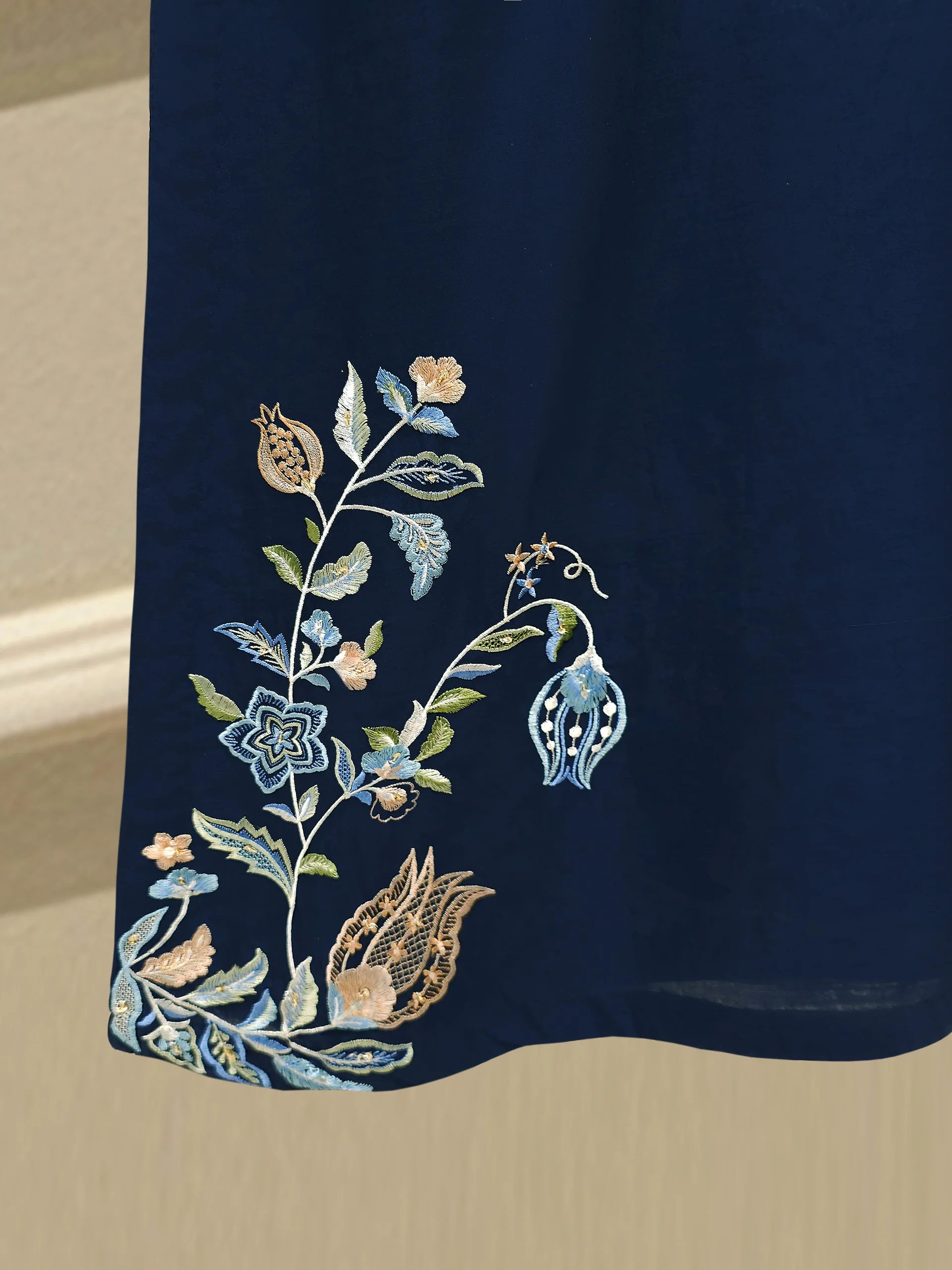 3 Piece- Pure Khadi Silk Embroidered Suit S113446 - Image 6