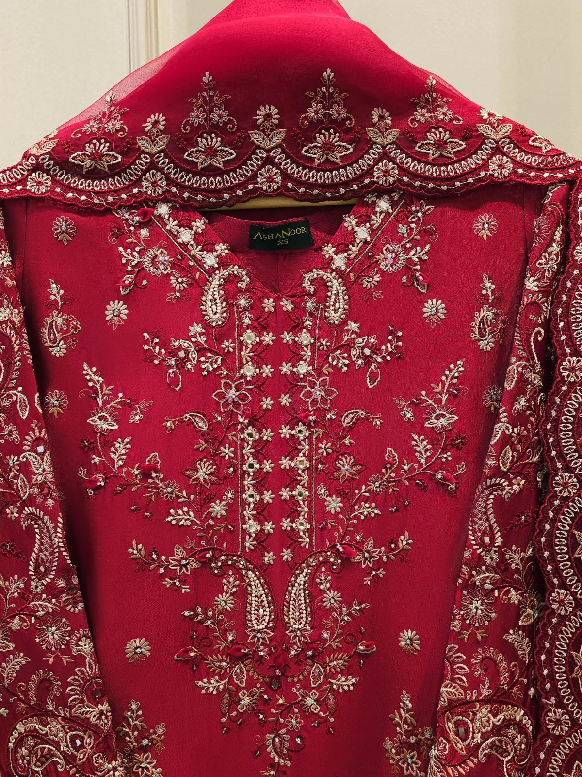 3 Piece- Pure Sheesha Silk Embroidered Suit S113496 - Image 2