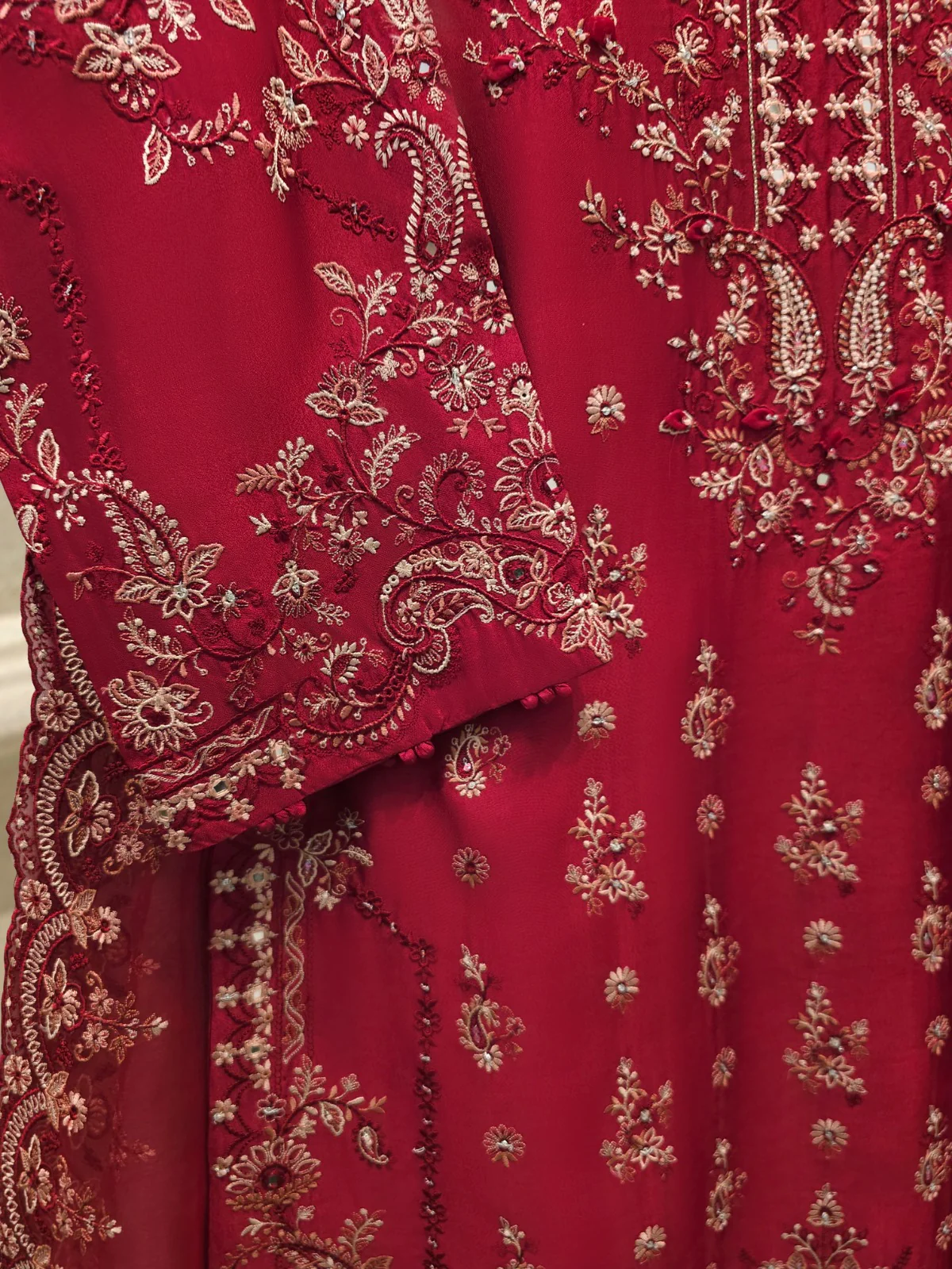 3 Piece- Pure Sheesha Silk Embroidered Suit S113496 - Image 3