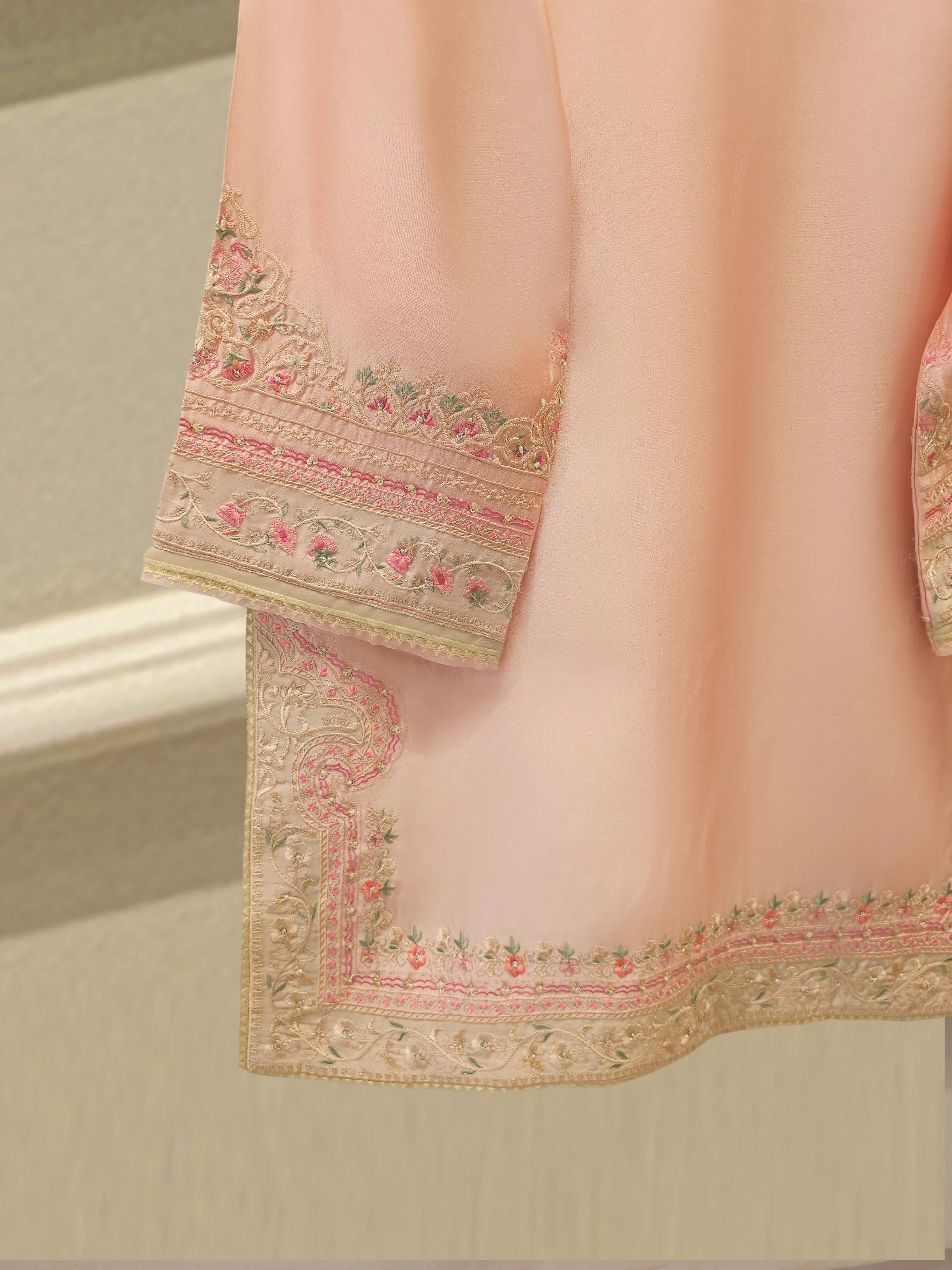3 Piece- Pure Sheesha Silk Embroidered Suit S113518 - Image 5