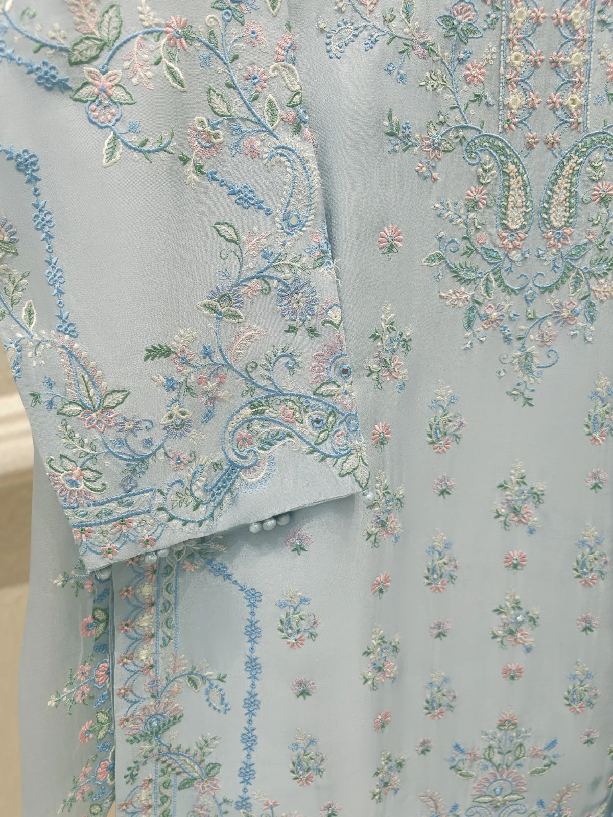 3 Piece- Pure Sheesha Silk Embroidered Suit S113830 - Image 2