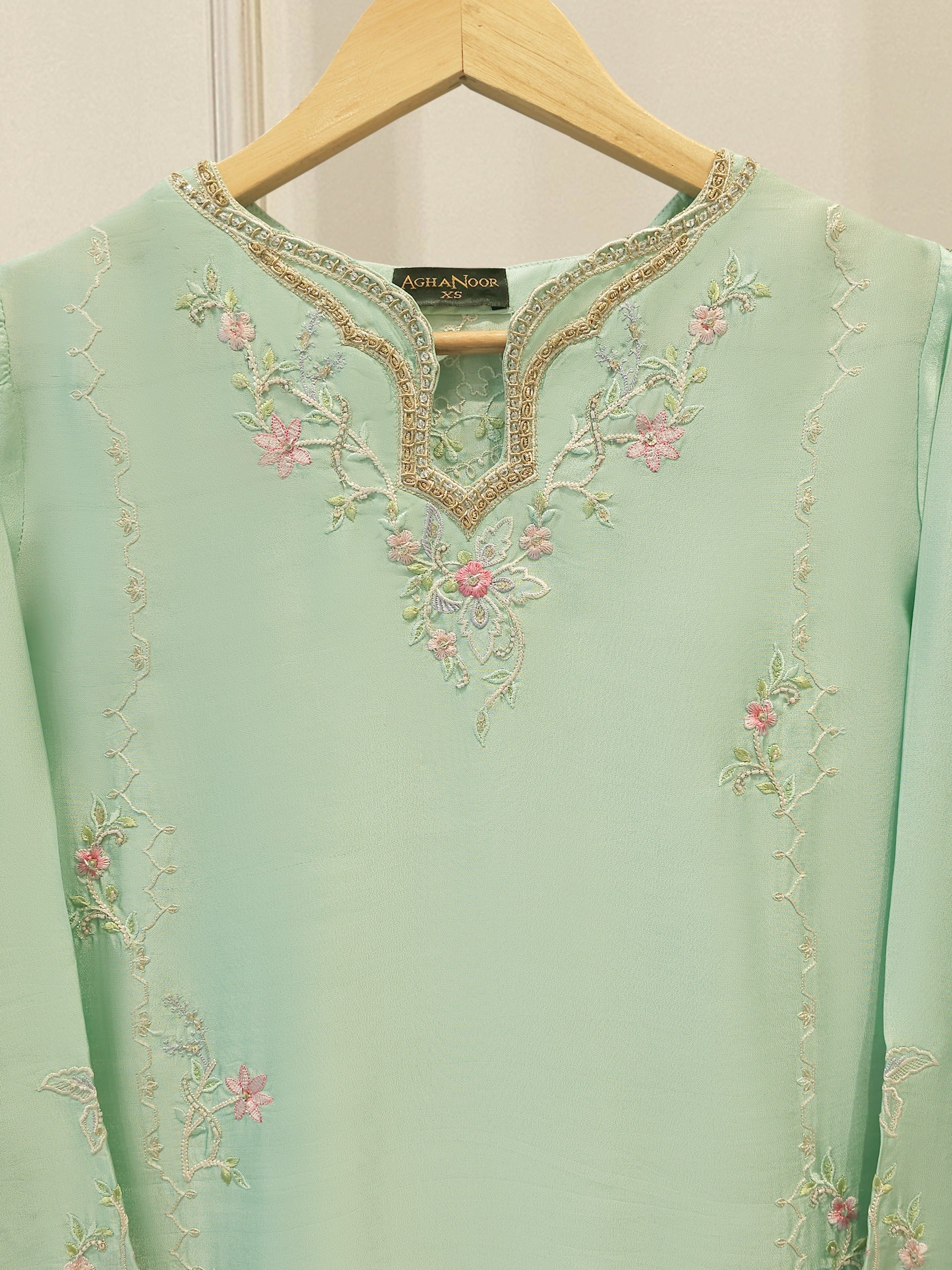 2 Piece- Pure Sheesha Silk Embroidered Suit S114329 - Image 2