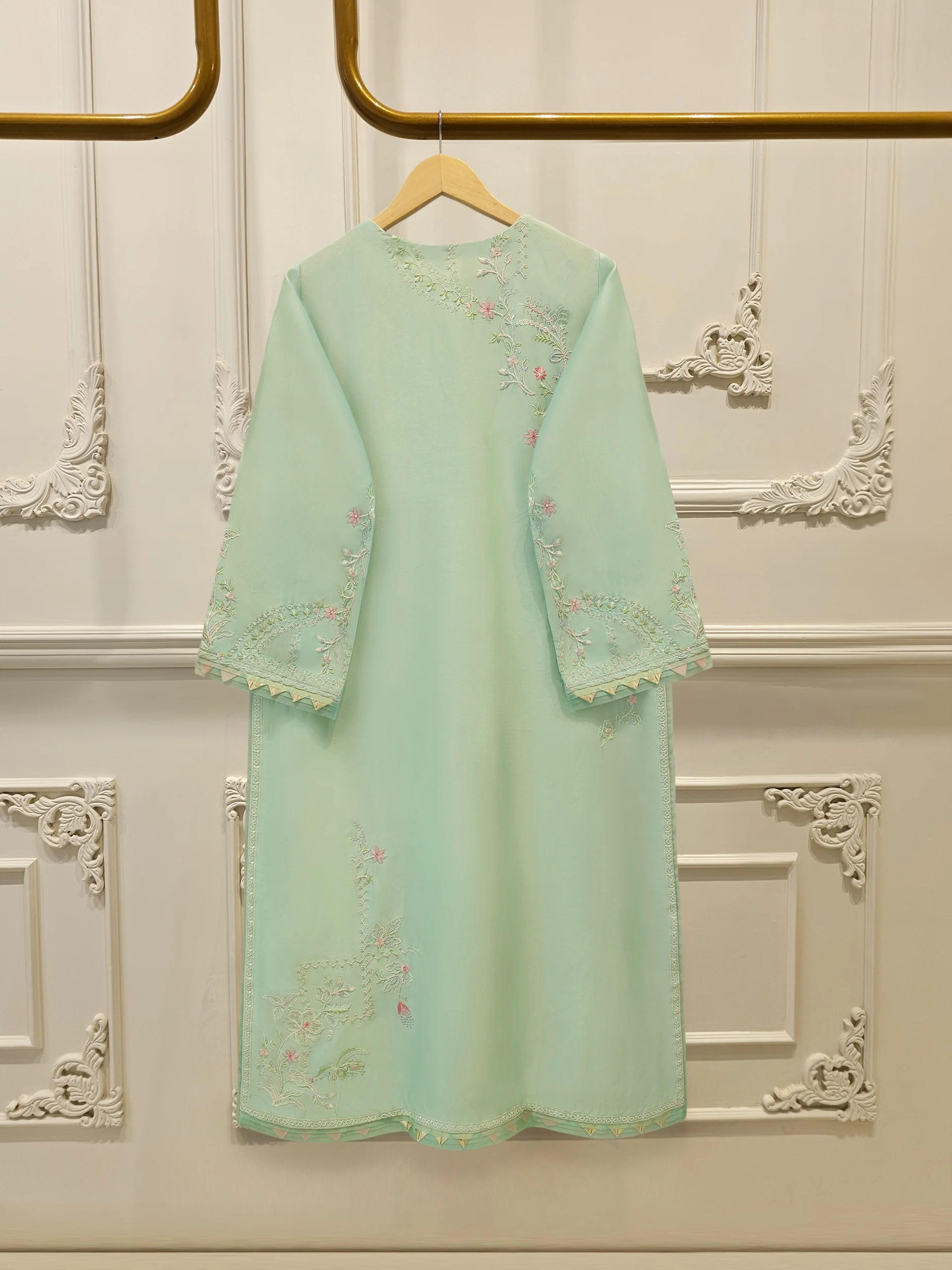 2 Piece- Pure Sheesha Silk Embroidered Suit S114329 - Image 5