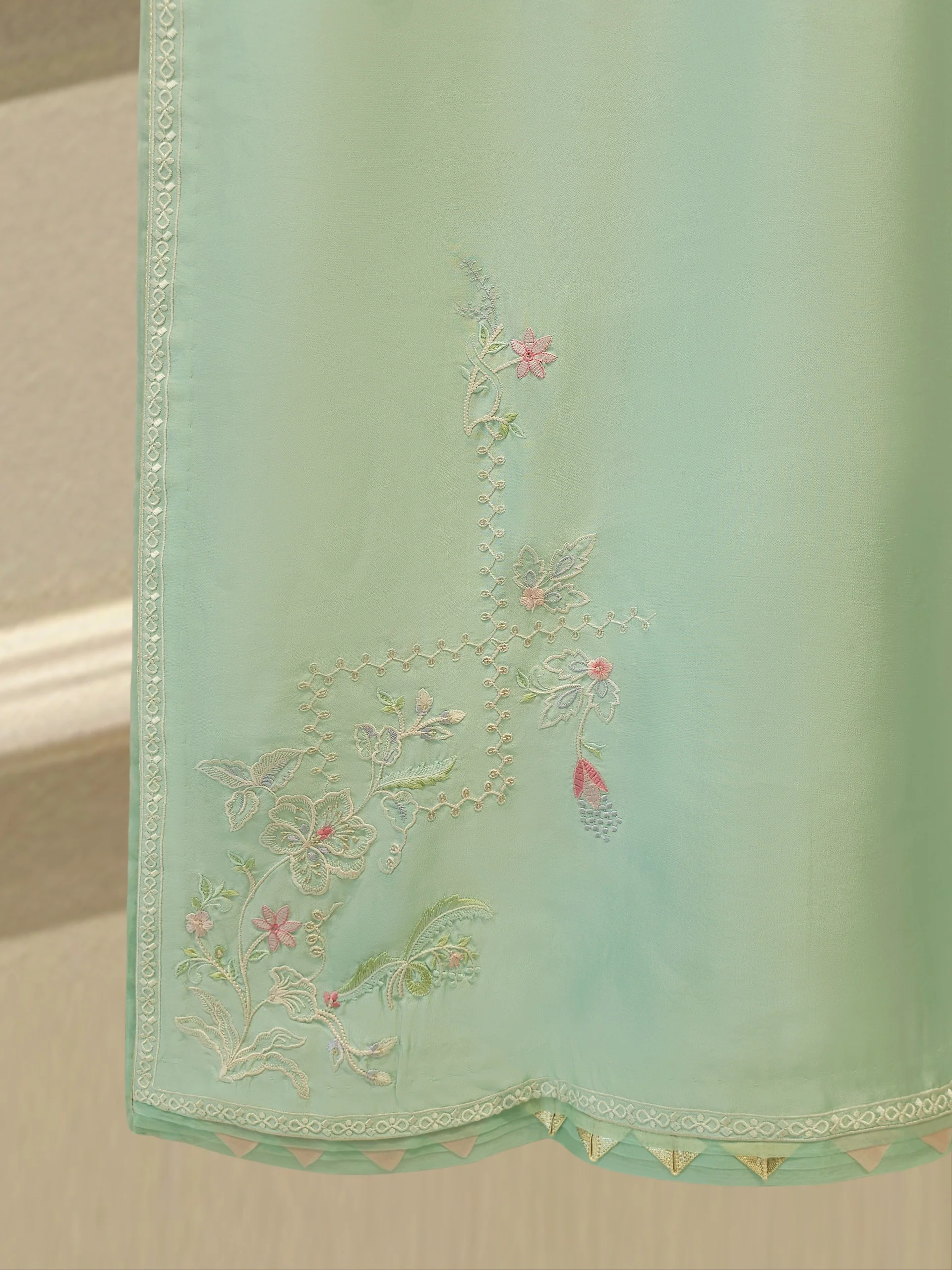 2 Piece- Pure Sheesha Silk Embroidered Suit S114329 - Image 6