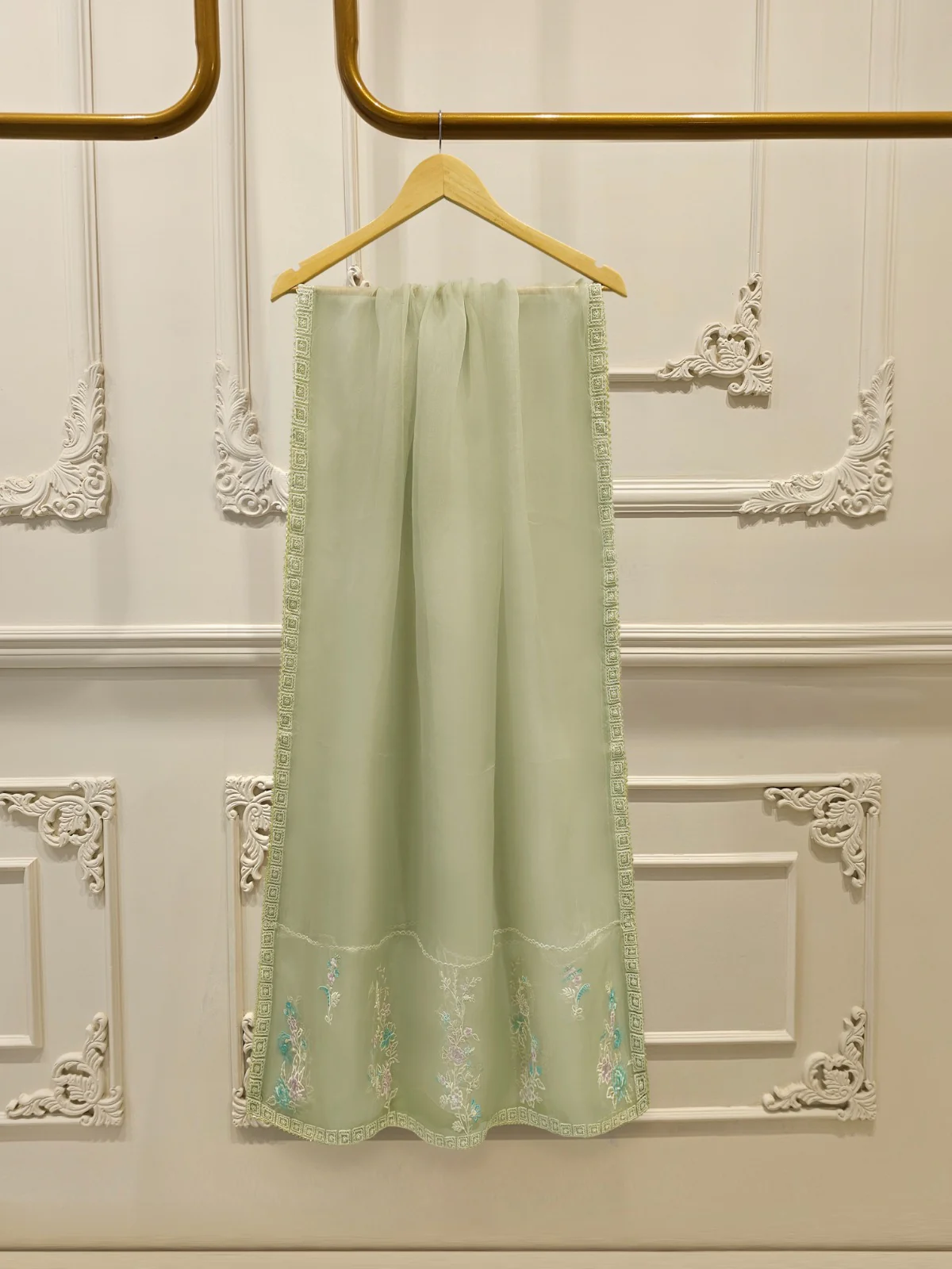 3 Piece- Pure Khaddi Silk Embroidered Suit S114344 - Image 7