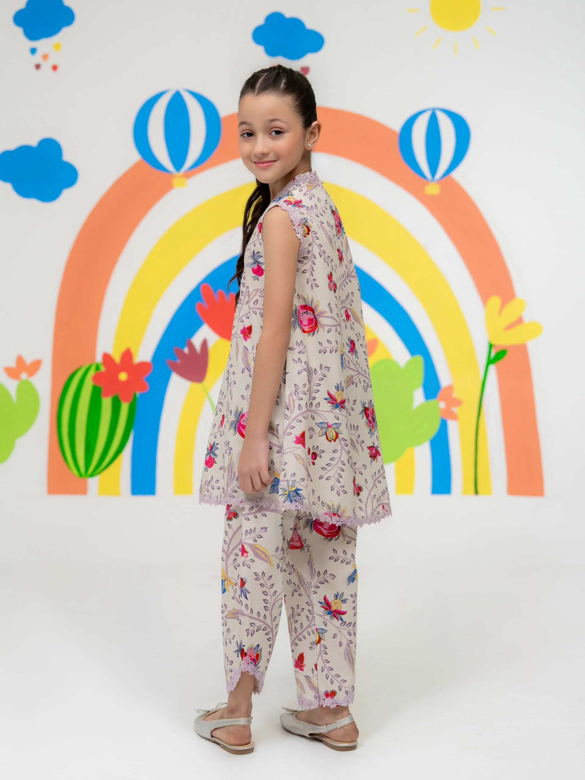 (Kids) - 2 Piece Digital Printed Lawn Suit FKD-040 - Image 3