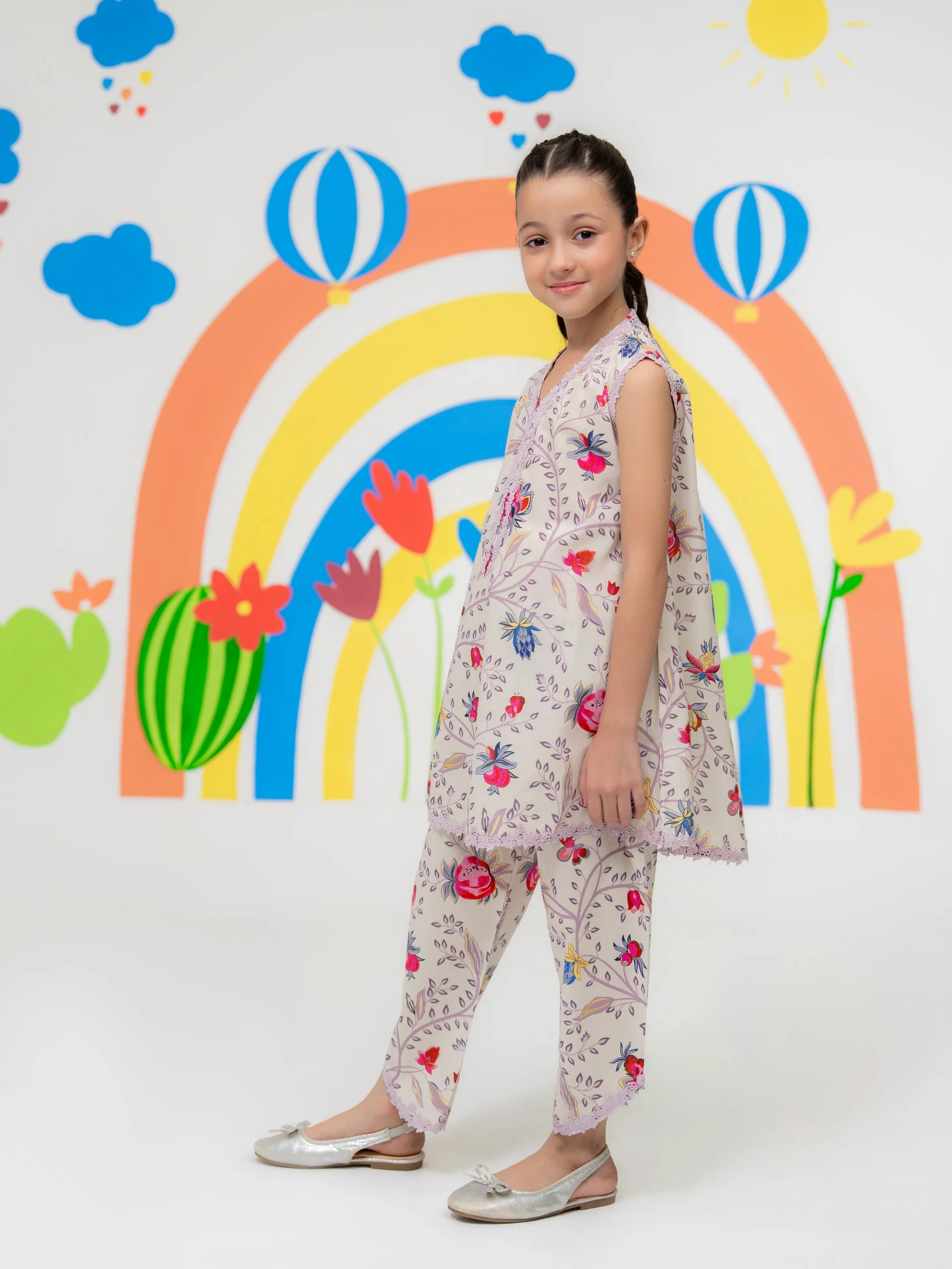 (Kids) - 2 Piece Digital Printed Lawn Suit FKD-040 - Image 4