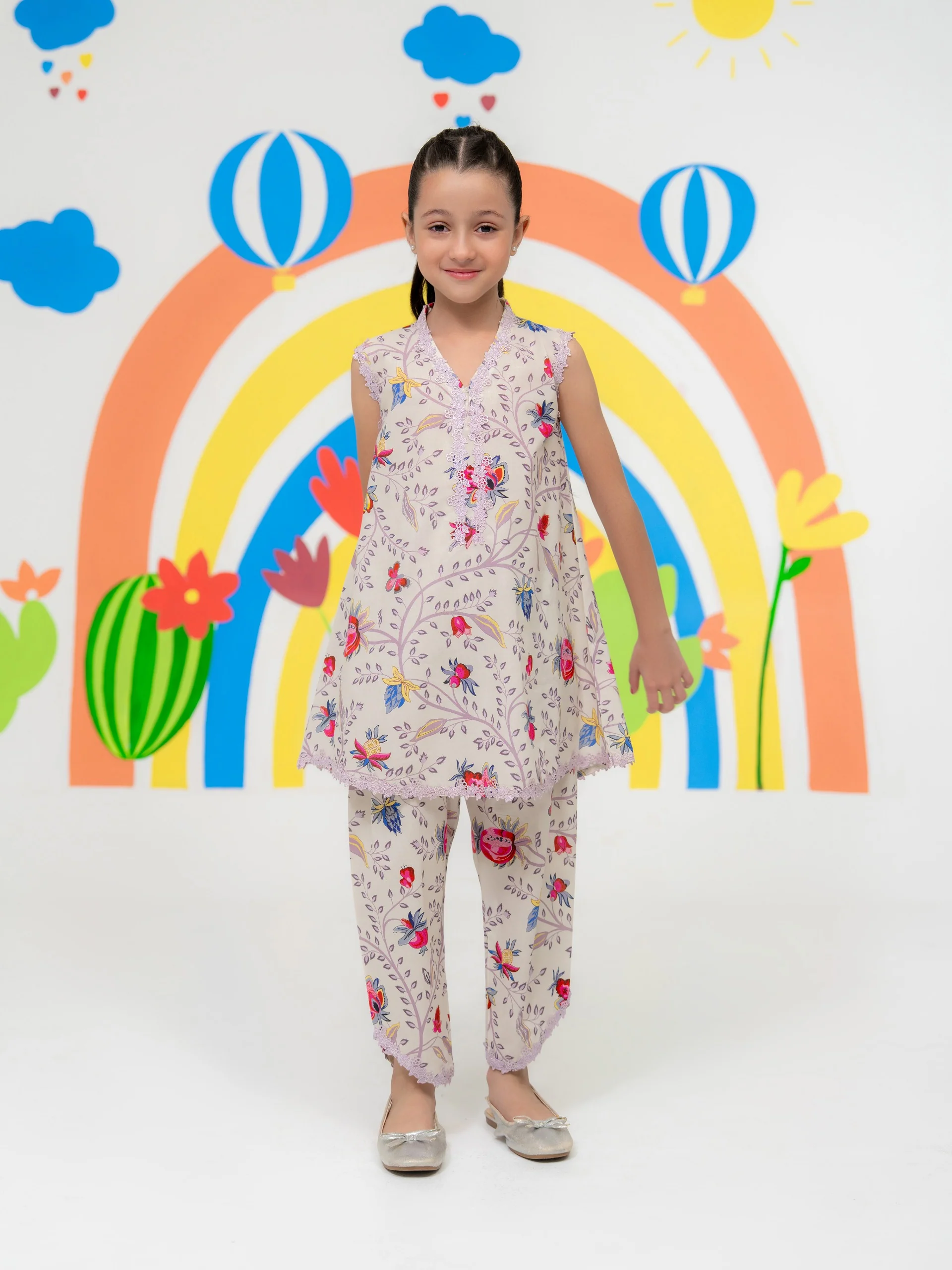 (Kids) - 2 Piece Digital Printed Lawn Suit FKD-040 - Image 5