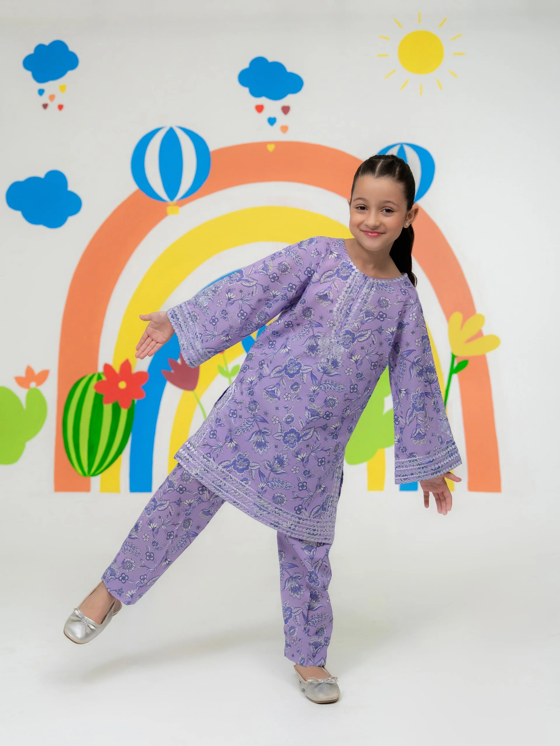 (Kids) - 2 Piece Digital Printed Lawn Suit FKD-080 - Image 4