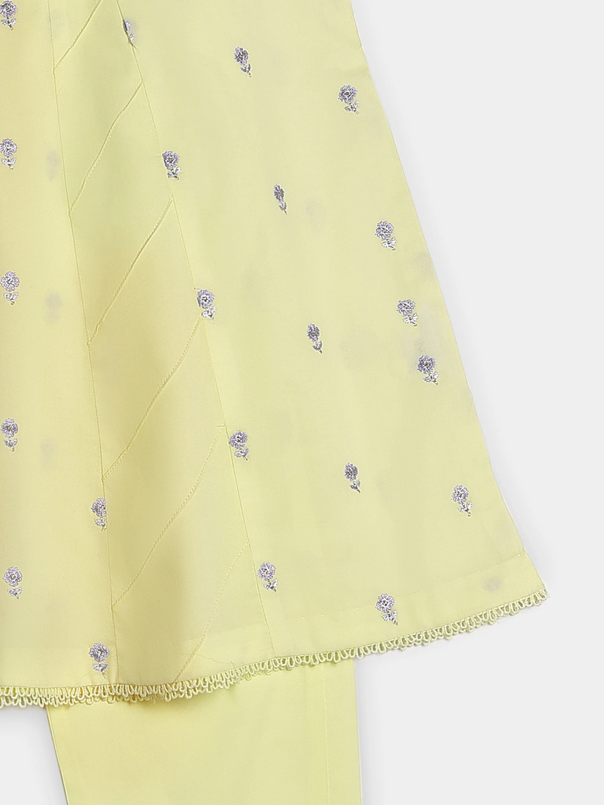 (Kids) 2 Piece - Embroidered Cambric Suit FKD-086 - Image 3