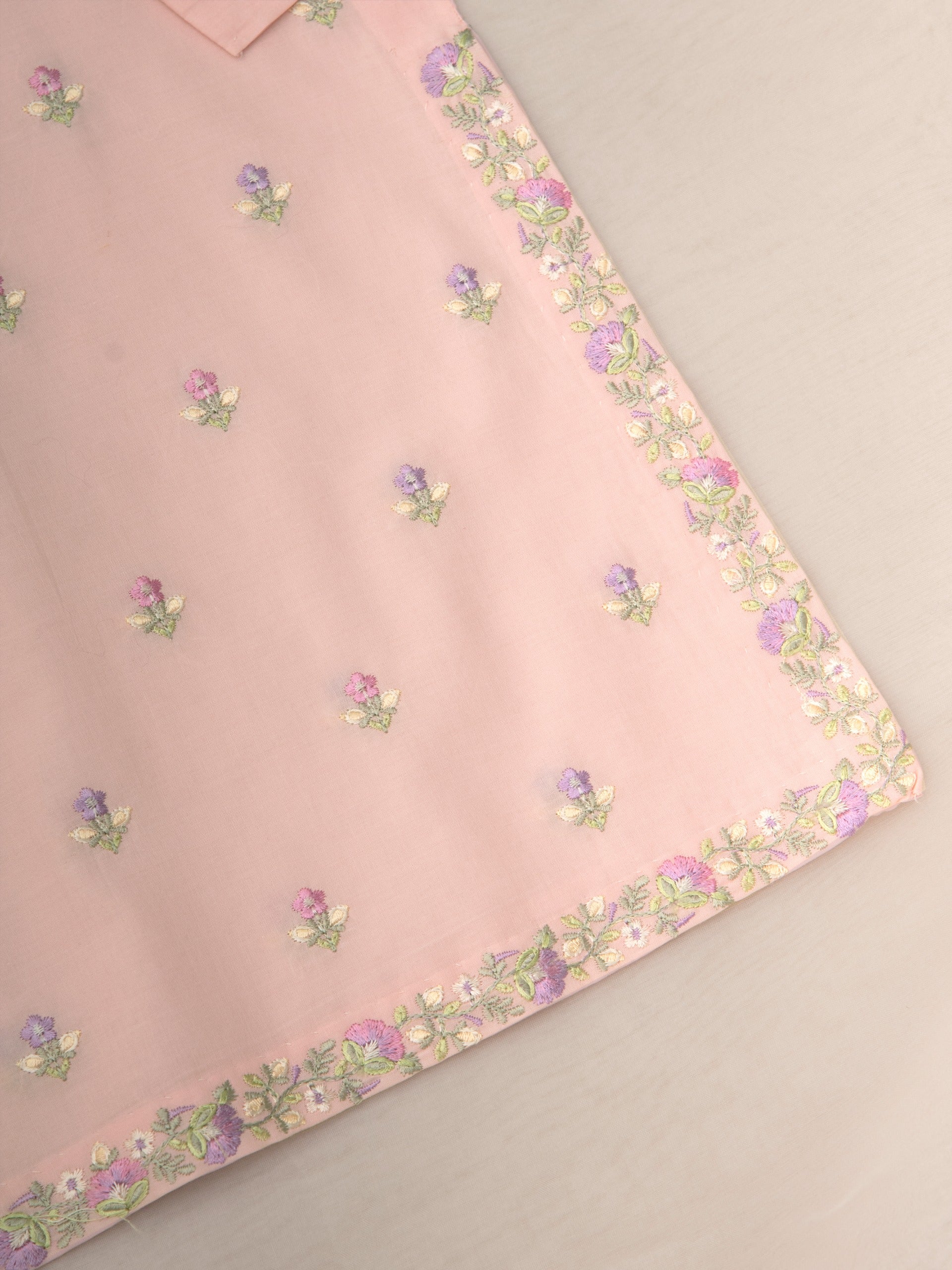 (Kids) 2 Piece - Embroidered Cambric Suit KD-020 - Image 3