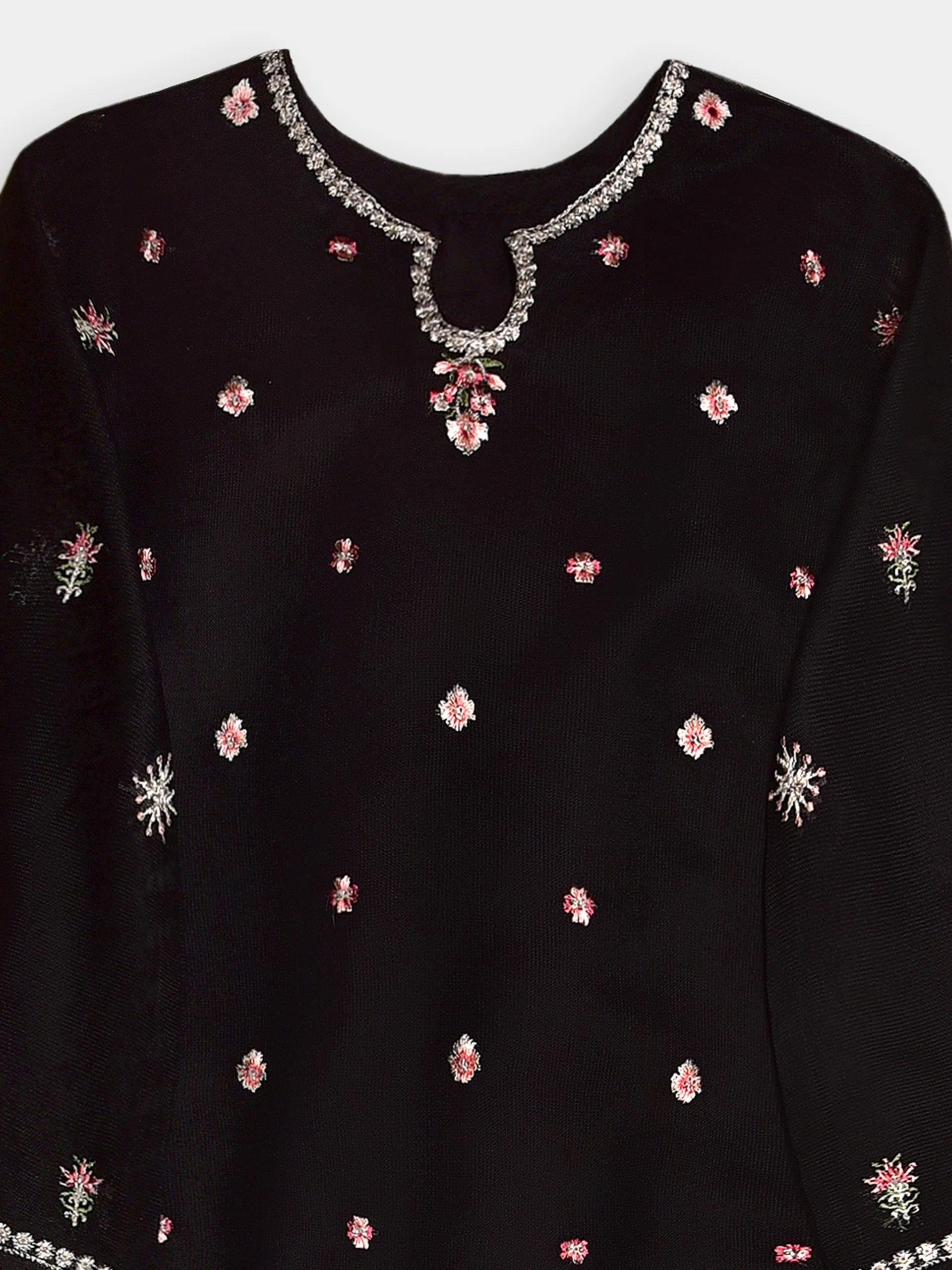 (Kids) 2 Piece - Embroidered Cotton Net Suit KD095 - Image 2