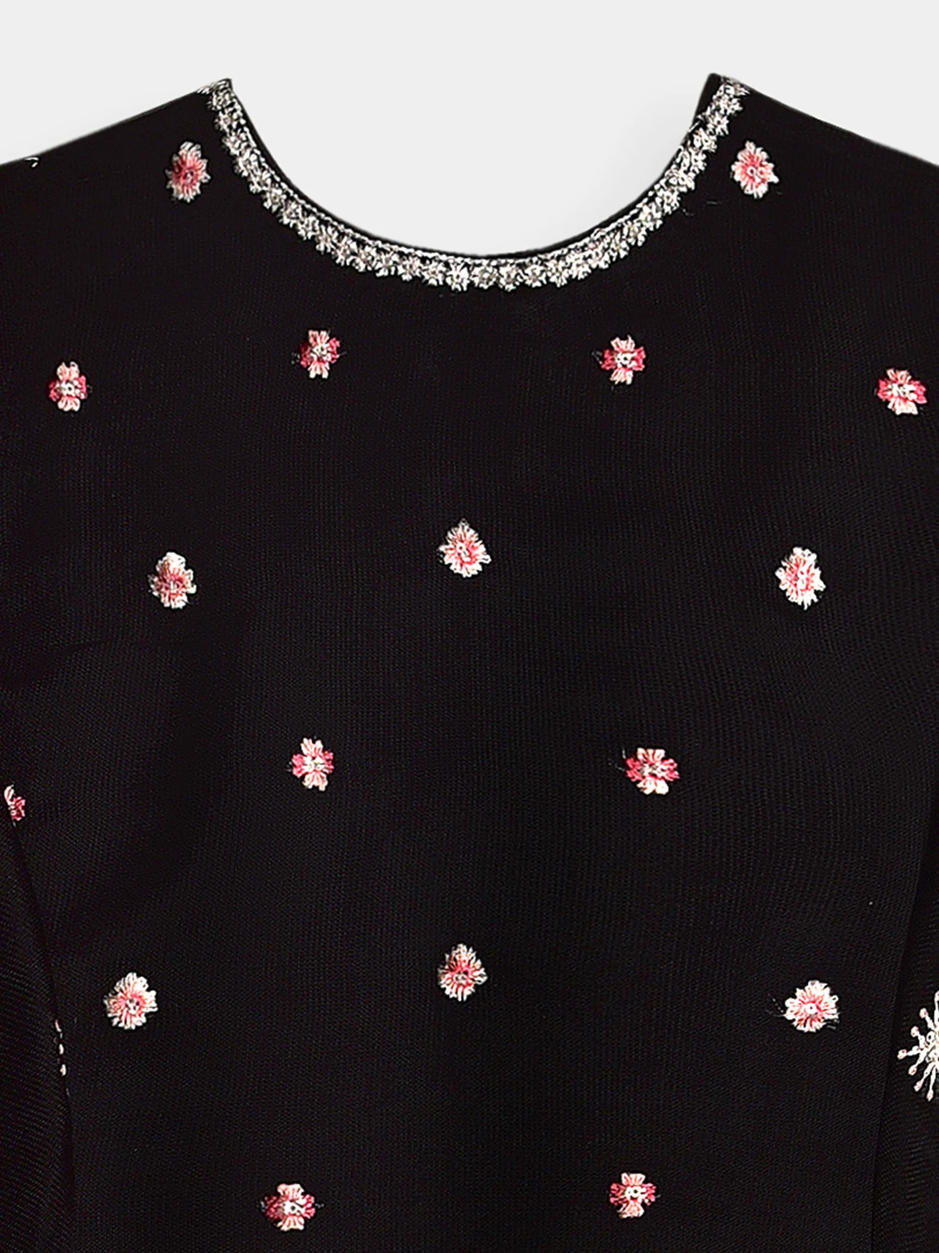(Kids) 2 Piece - Embroidered Cotton Net Suit KD095 - Image 3