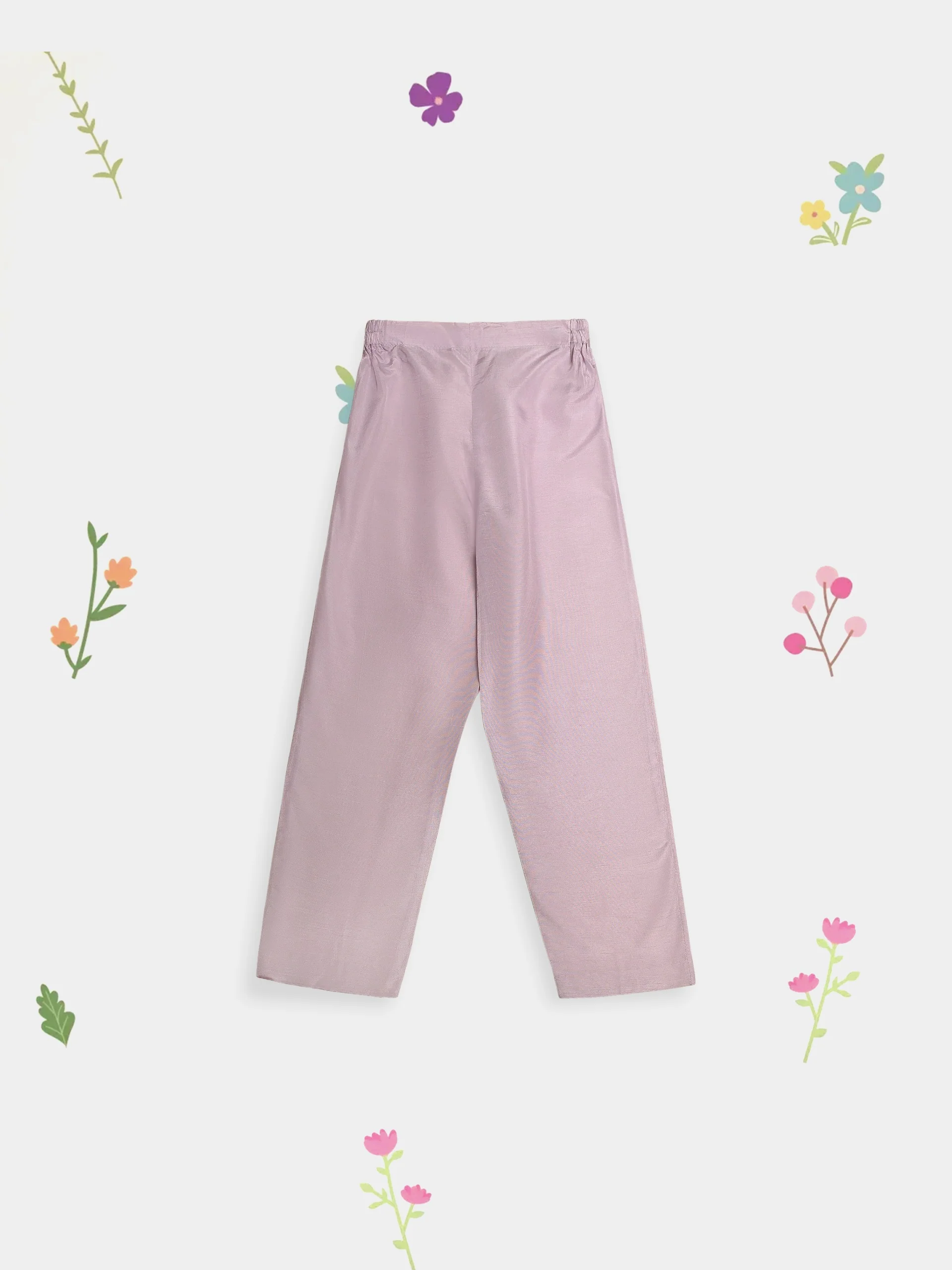(Kids) 2 Piece - Embroidered Cotton Net Suit KD096 - Image 5