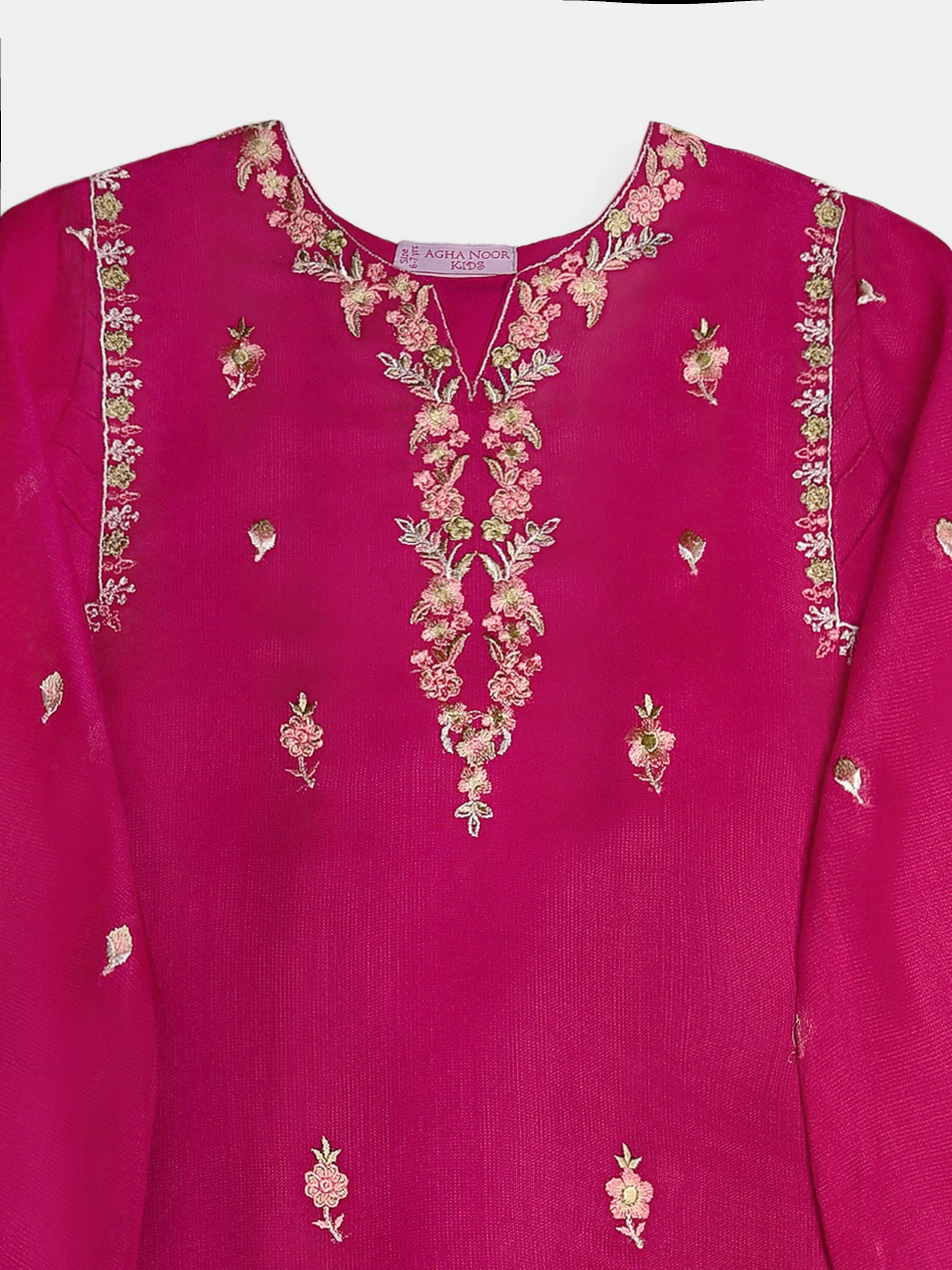 (Kids) 2 Piece - Embroidered Cotton Net Suit KD098 - Image 2