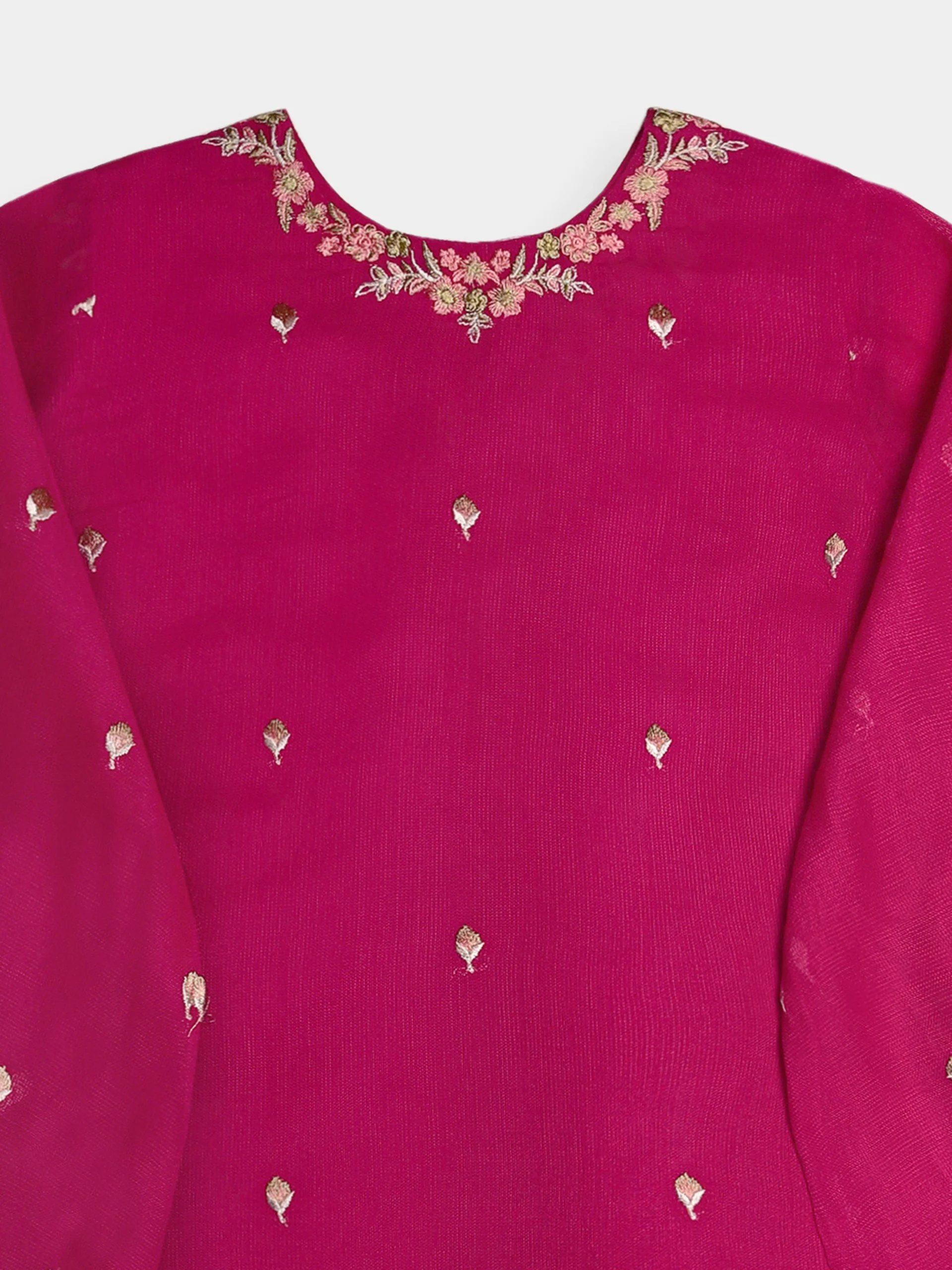 (Kids) 2 Piece - Embroidered Cotton Net Suit KD098 - Image 3