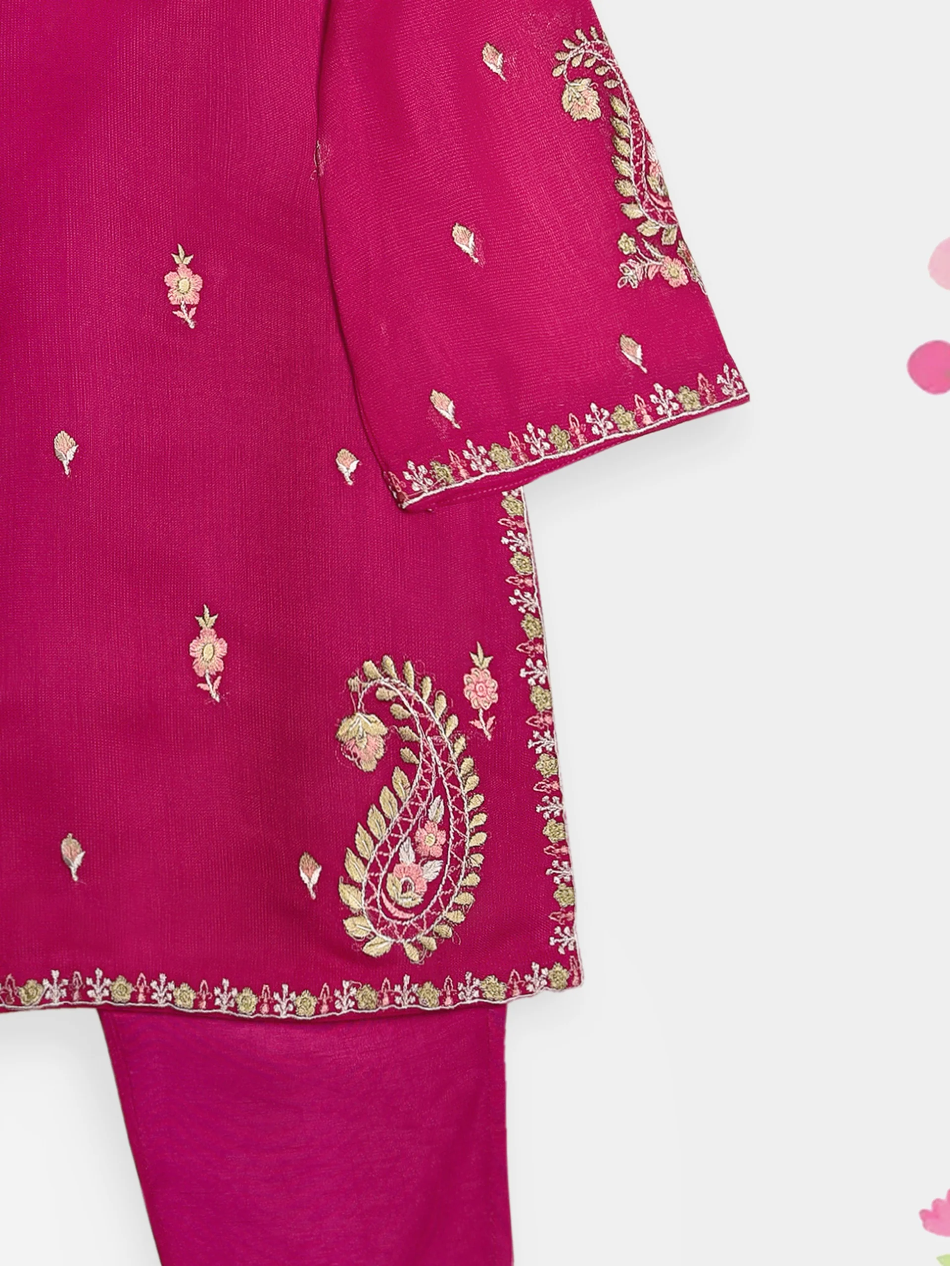 (Kids) 2 Piece - Embroidered Cotton Net Suit KD098 - Image 5
