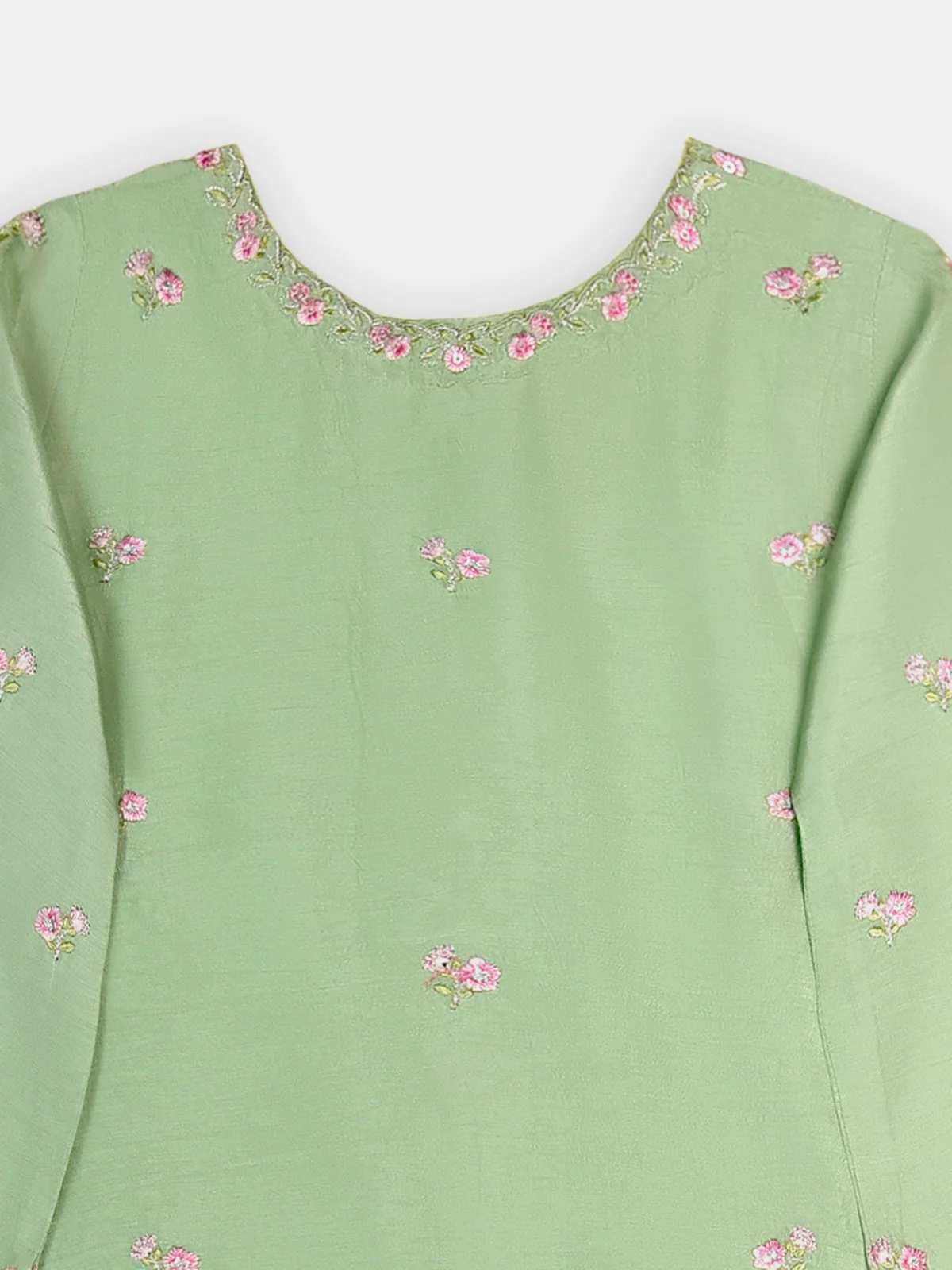 (Kids) 3 Piece - Embroidered Koren Silk Suit FKD073 - Image 3