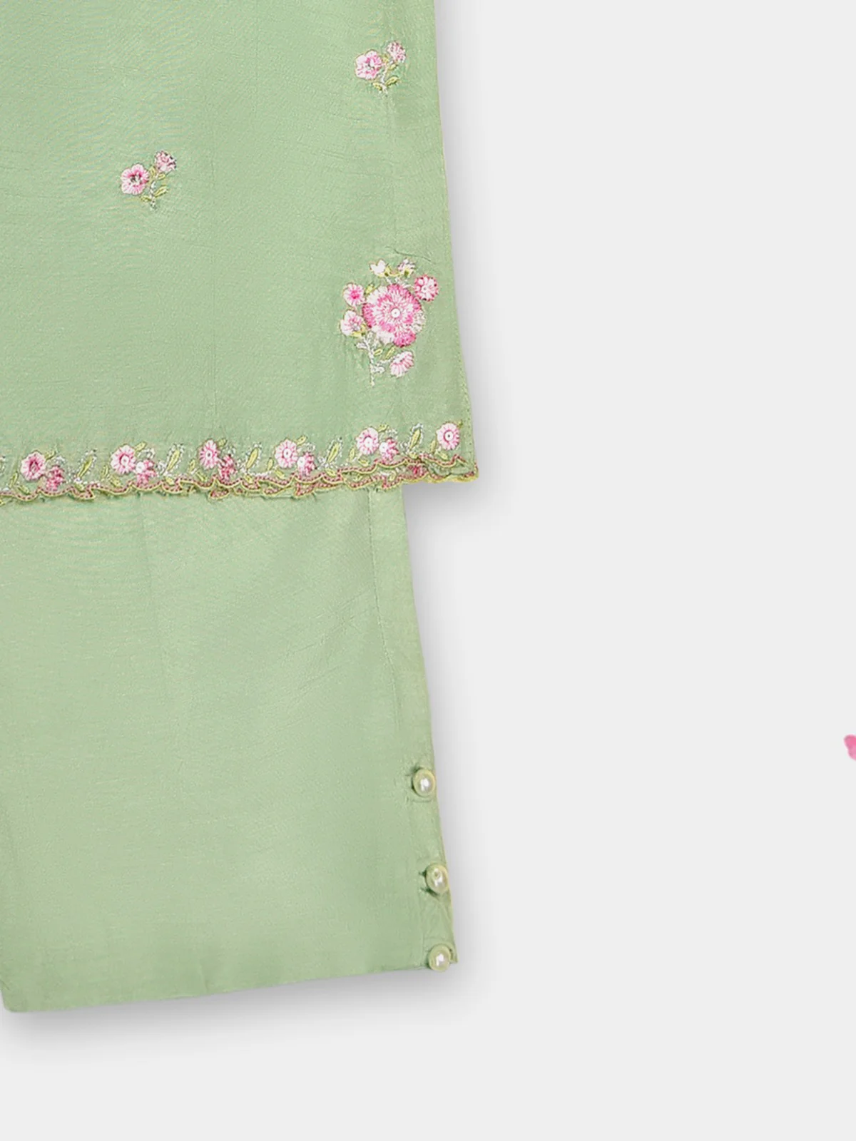 (Kids) 3 Piece - Embroidered Koren Silk Suit FKD073 - Image 6