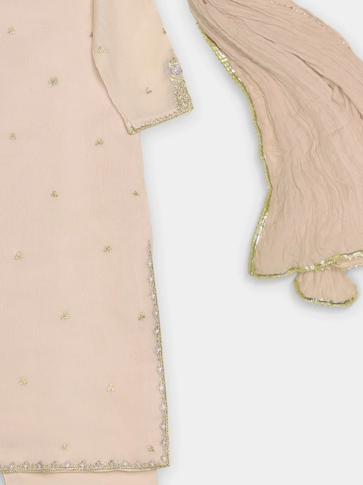 (Kids) 3 Piece - Embroidered Cotton Net Suit BRK-04 - Image 3