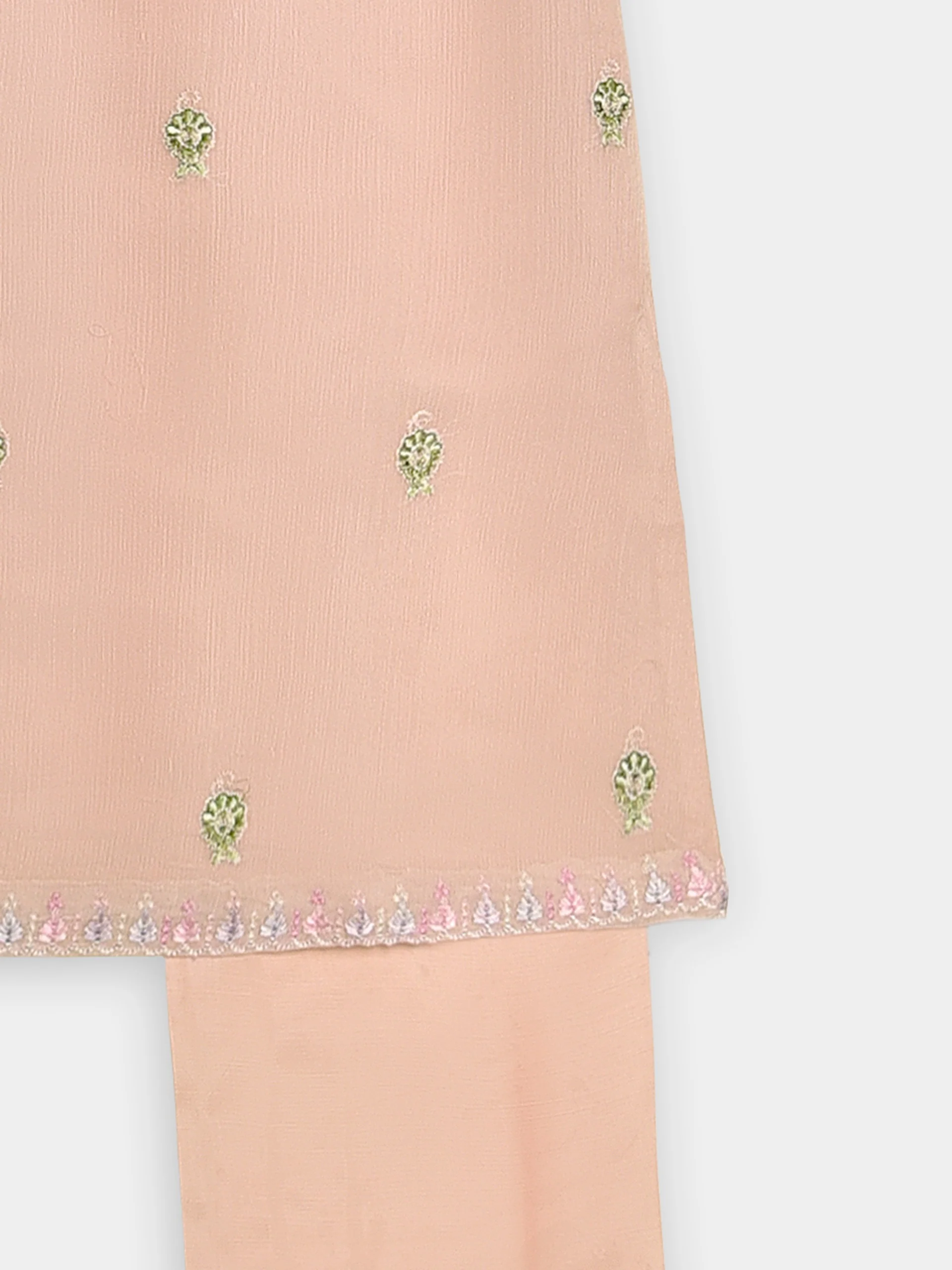 (Kids) 2 Piece - Embroidered Cotton Net Suit KD089 - Image 3