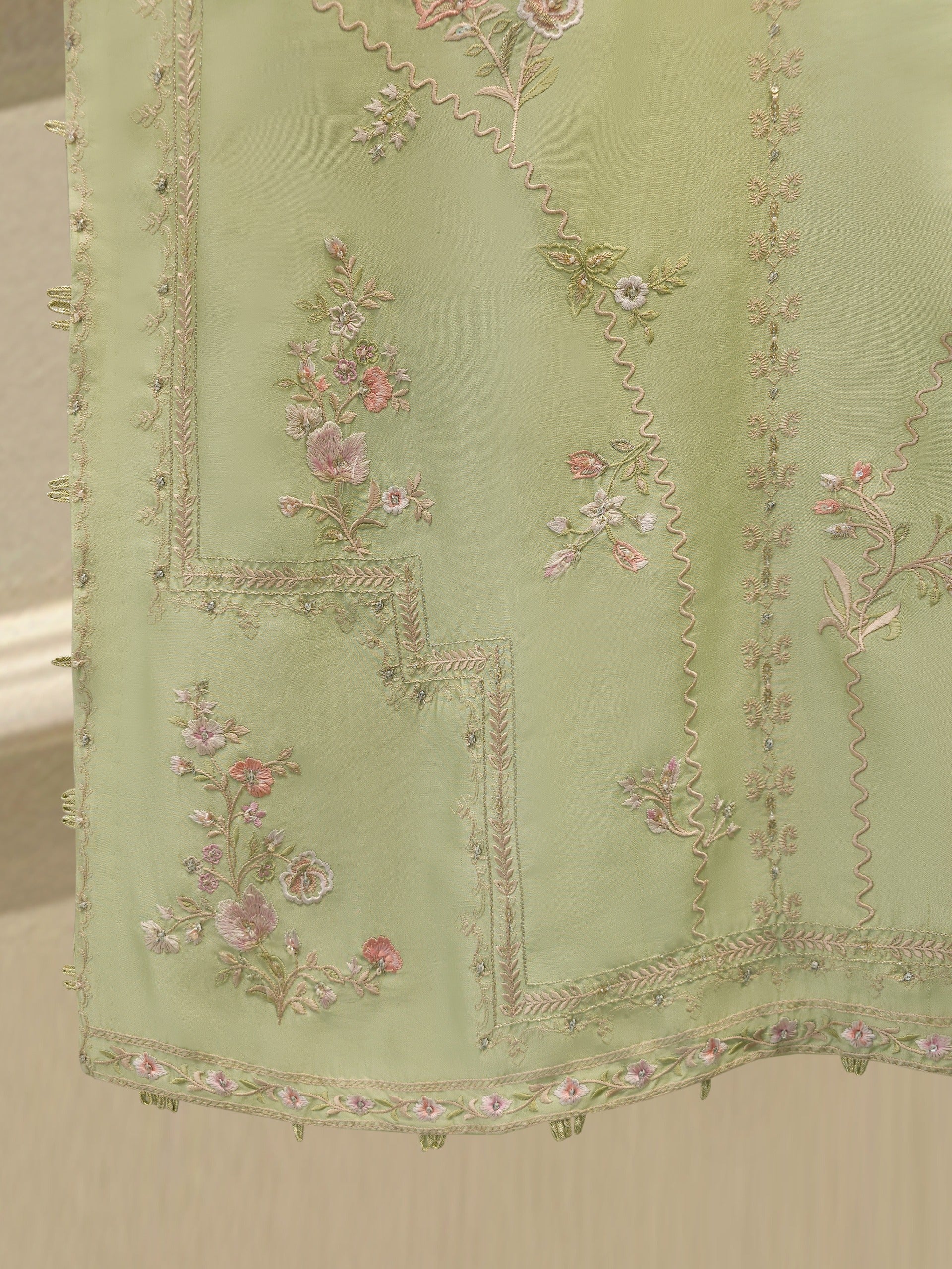 Pure Embroidered Sheesha Silk Shirt S113107 - Image 3