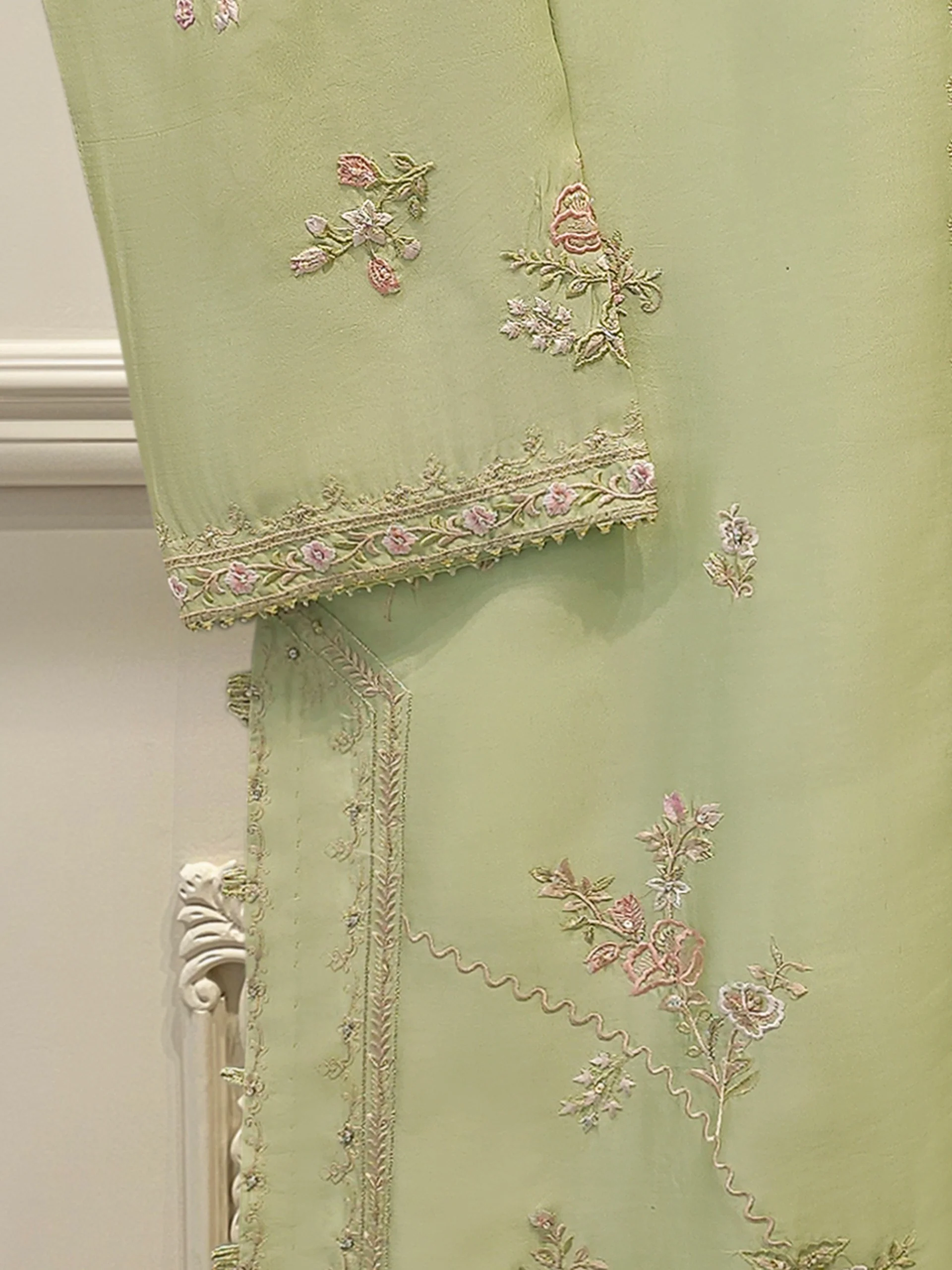 Pure Embroidered Sheesha Silk Shirt S113107 - Image 4