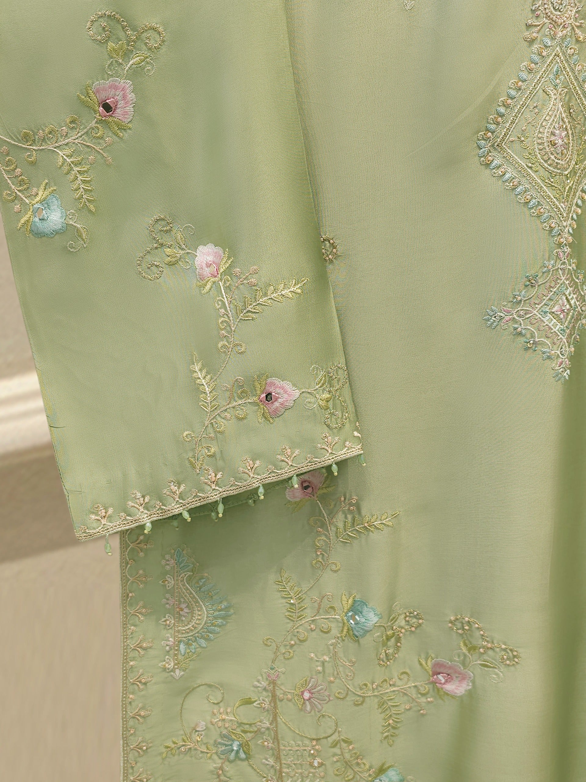 Pure Embroidered Sheesha Silk Shirt S113589 - Image 2
