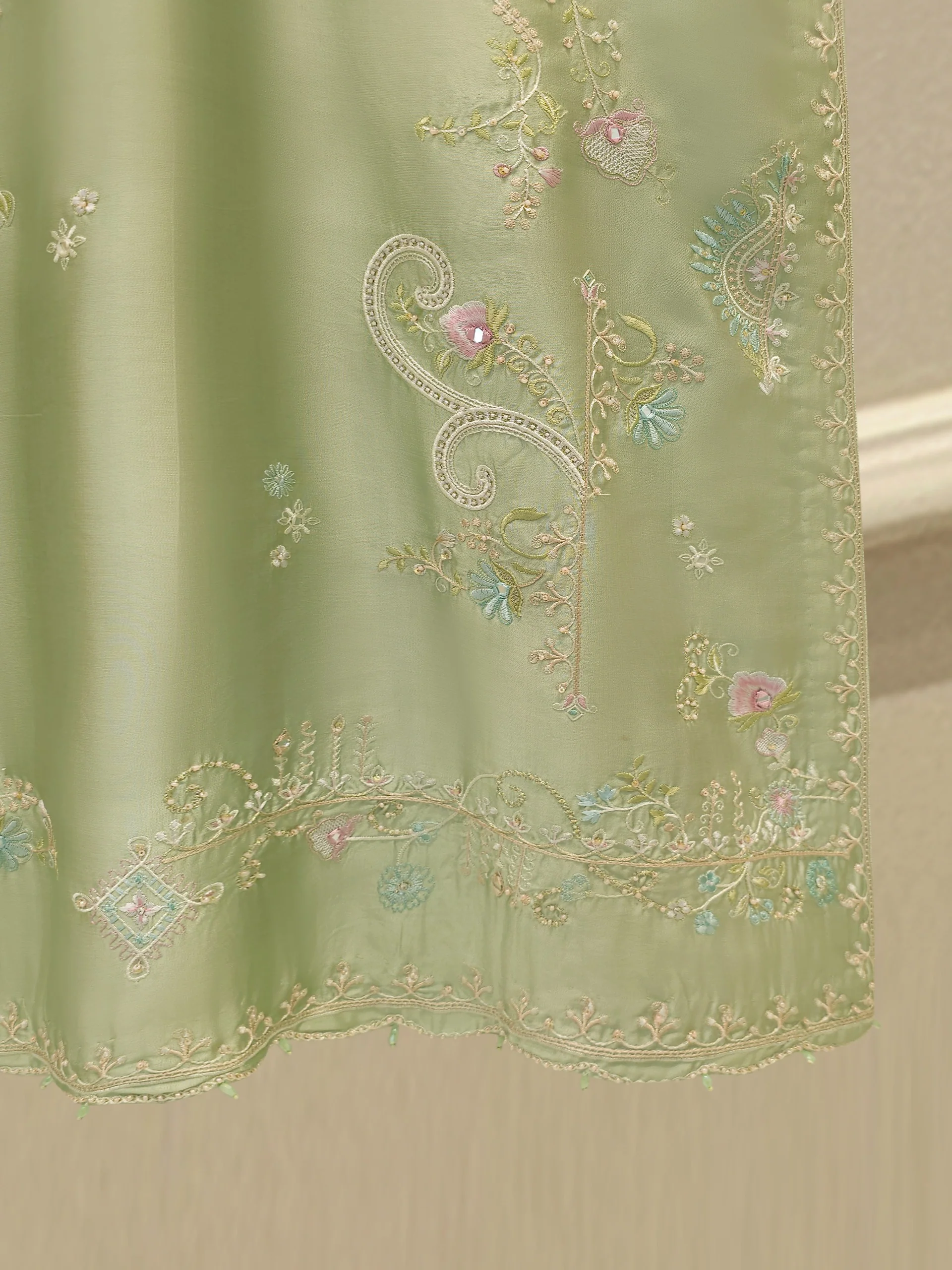 Pure Embroidered Sheesha Silk Shirt S113589 - Image 3