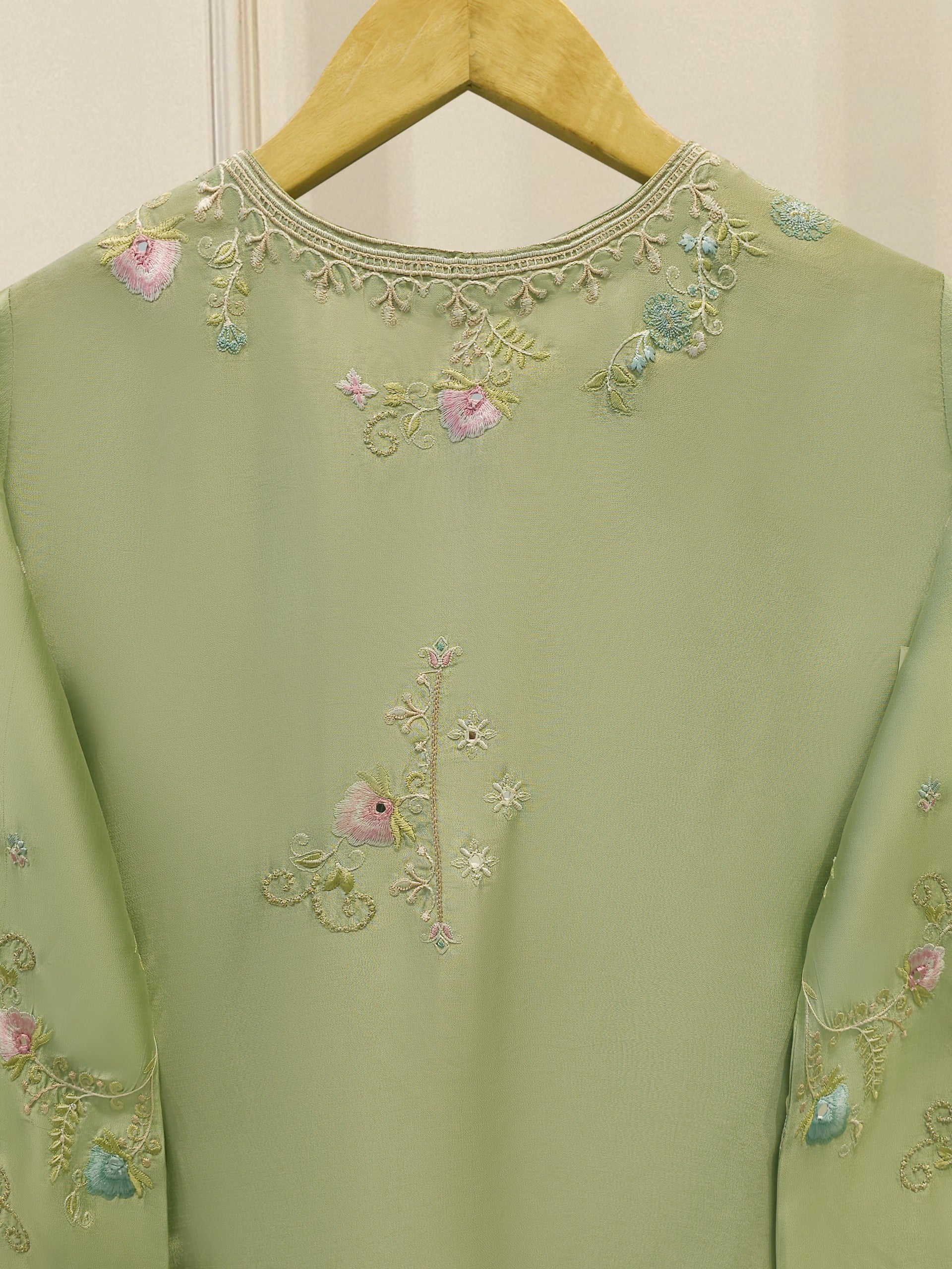 Pure Embroidered Sheesha Silk Shirt S113589 - Image 6