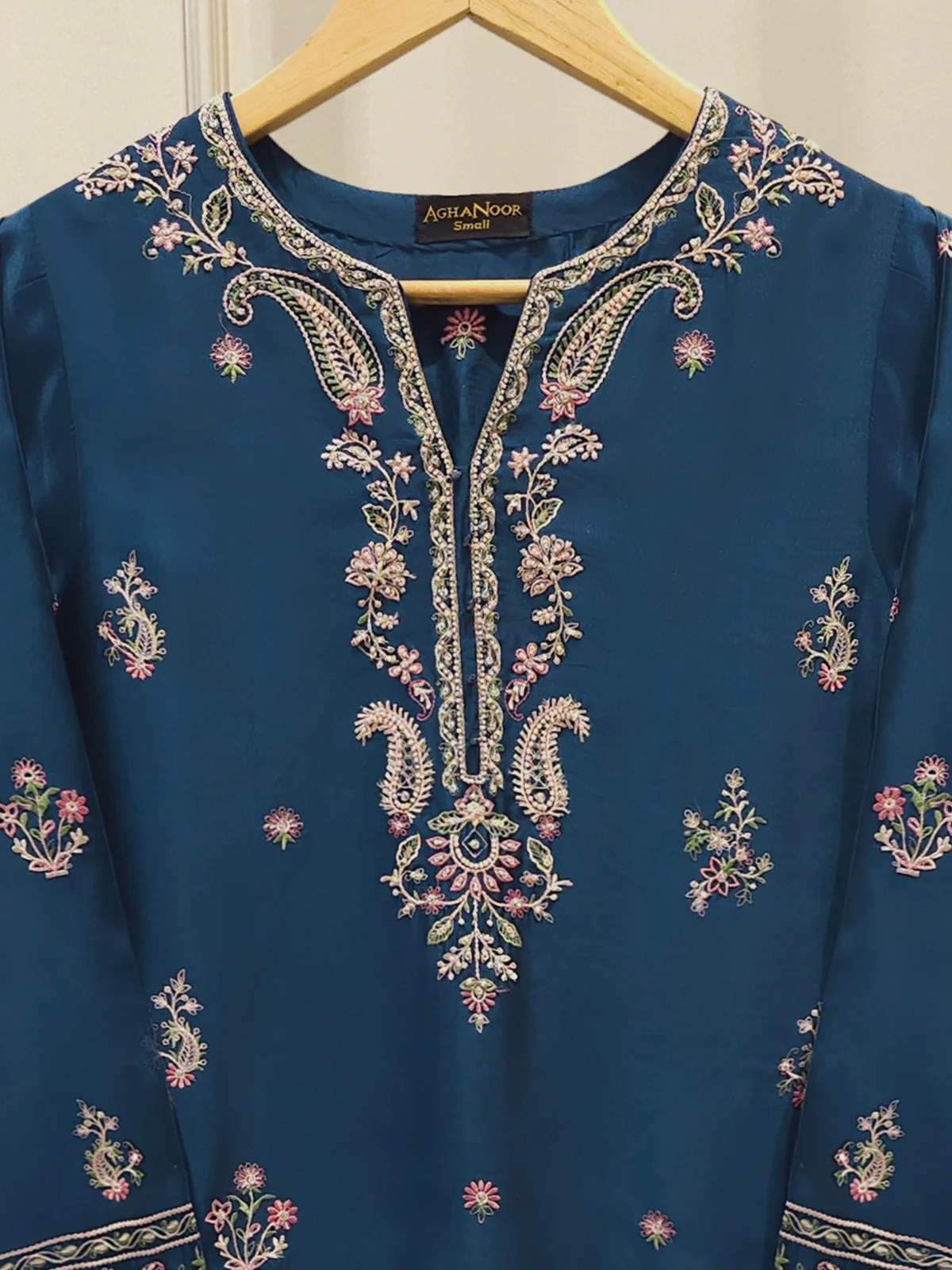 Pure Embroidered Sheesha Silk Shirt S113804 - Image 4