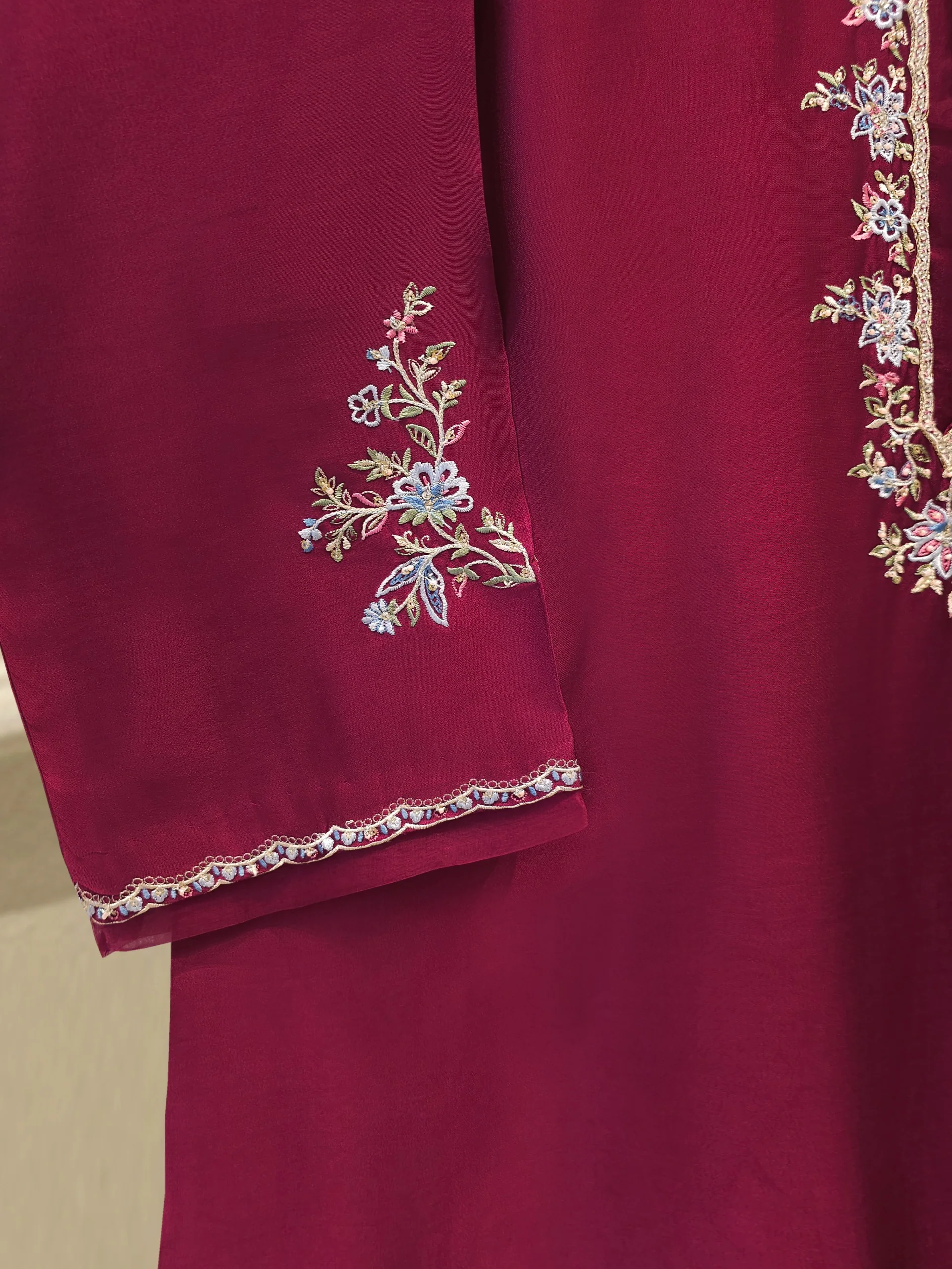Pure Embroidered Sheesha Silk Shirt S113985 - Image 3