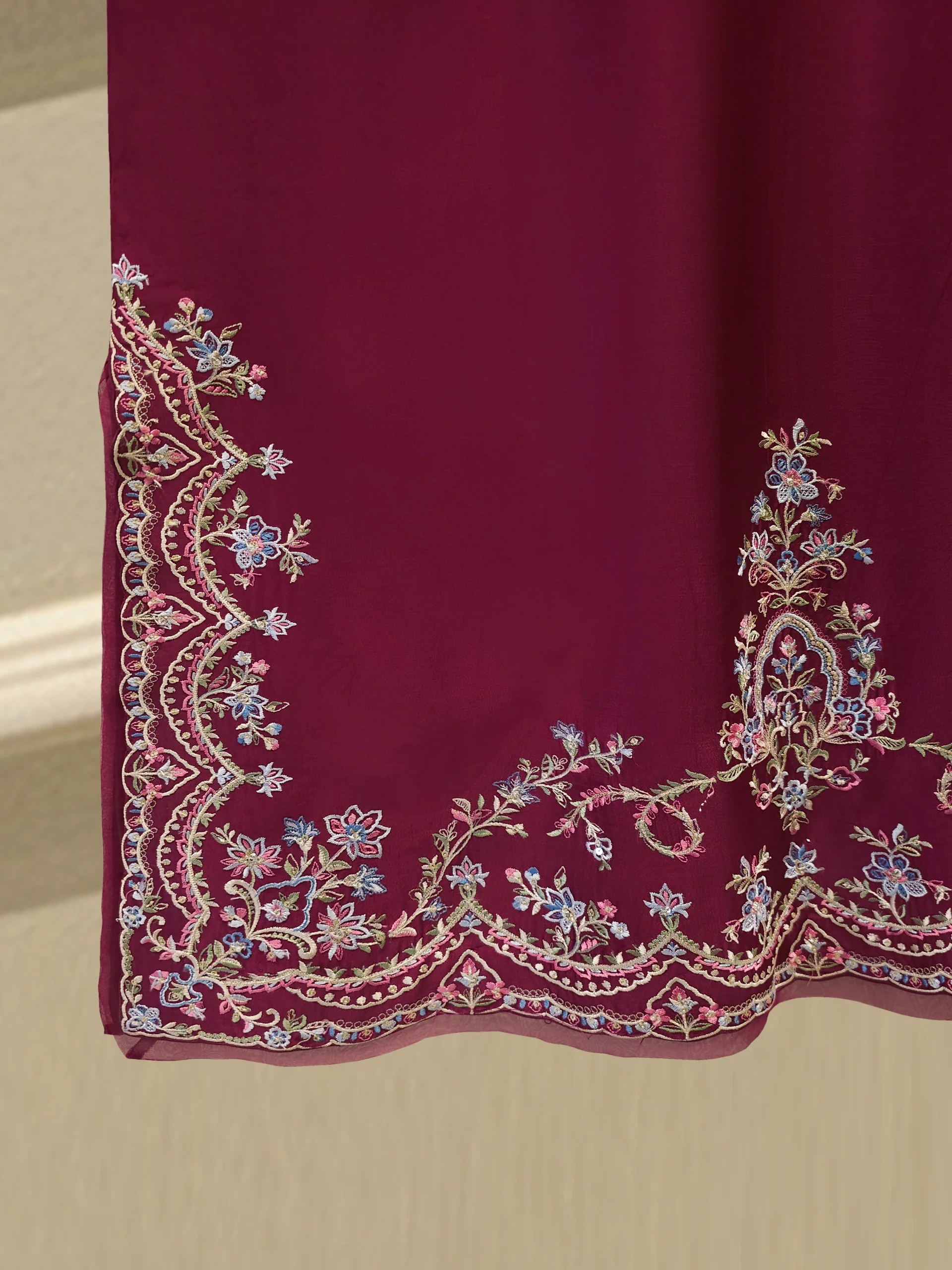 Pure Embroidered Sheesha Silk Shirt S113985 - Image 4