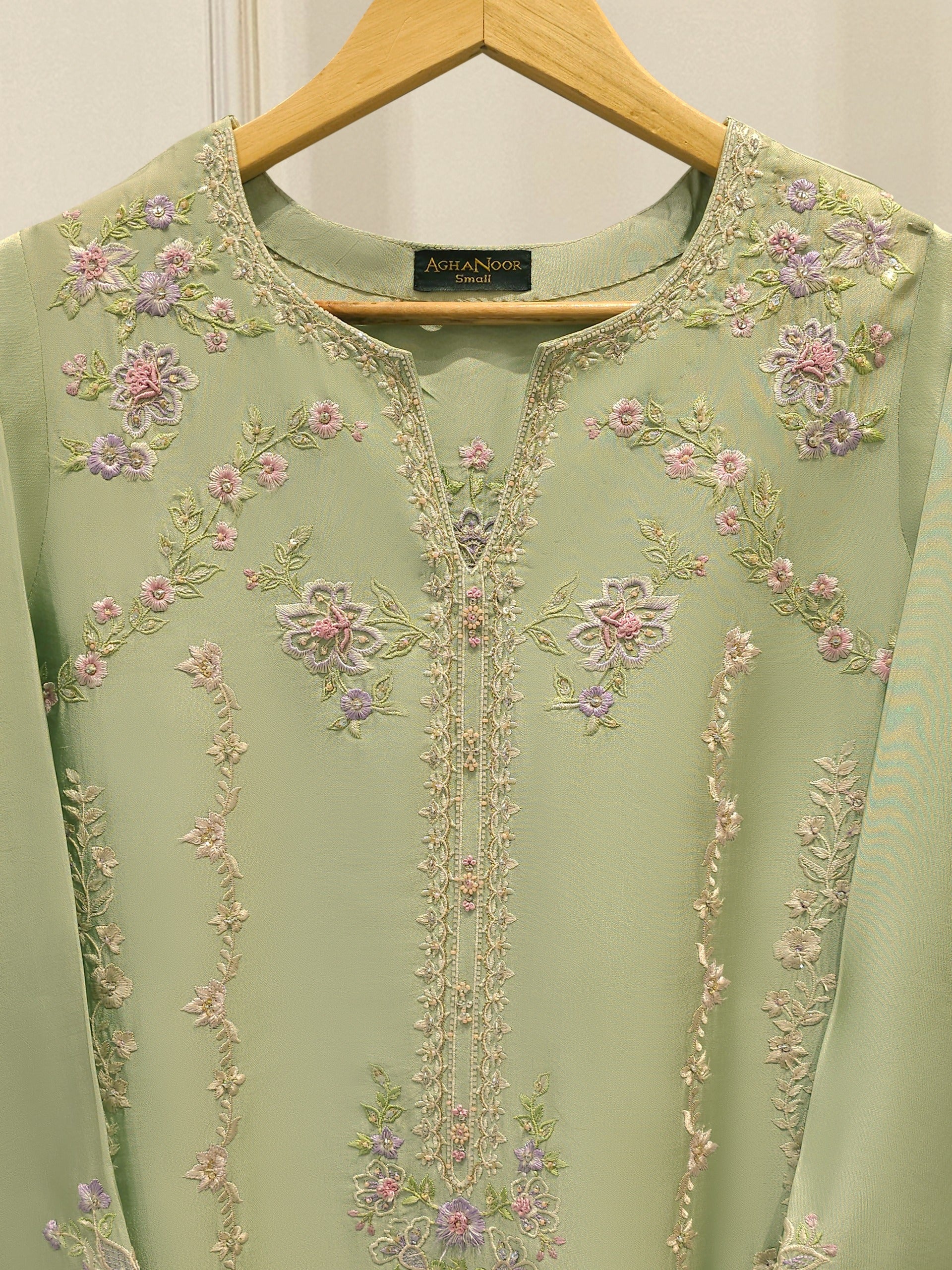 Pure Embroidered Sheesha Silk Shirt S114062 - Image 2