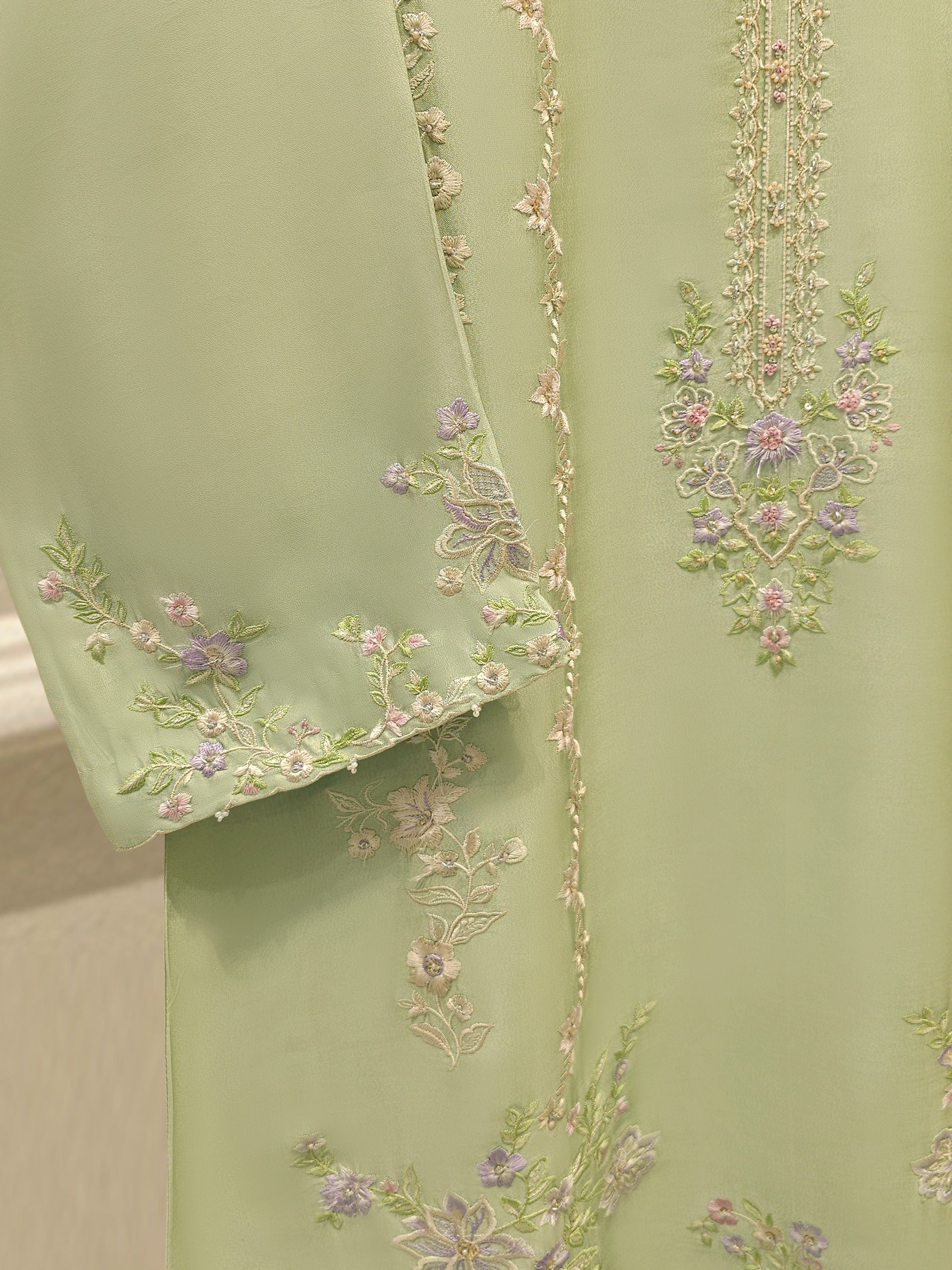 Pure Embroidered Sheesha Silk Shirt S114062 - Image 3